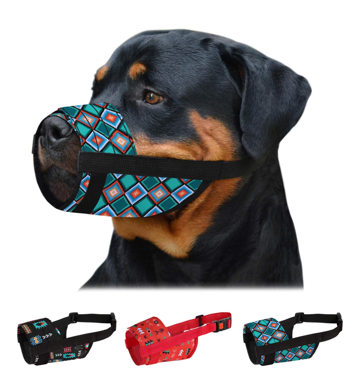 Collardirect Adjustable Dog Muzzle - Soft Breathable Nylon for Small Medium Large Dogs - Anti-Chewing Barking Biting - Tribal Pattern 3 (L/XL) - Buy Online on GoSupps.com