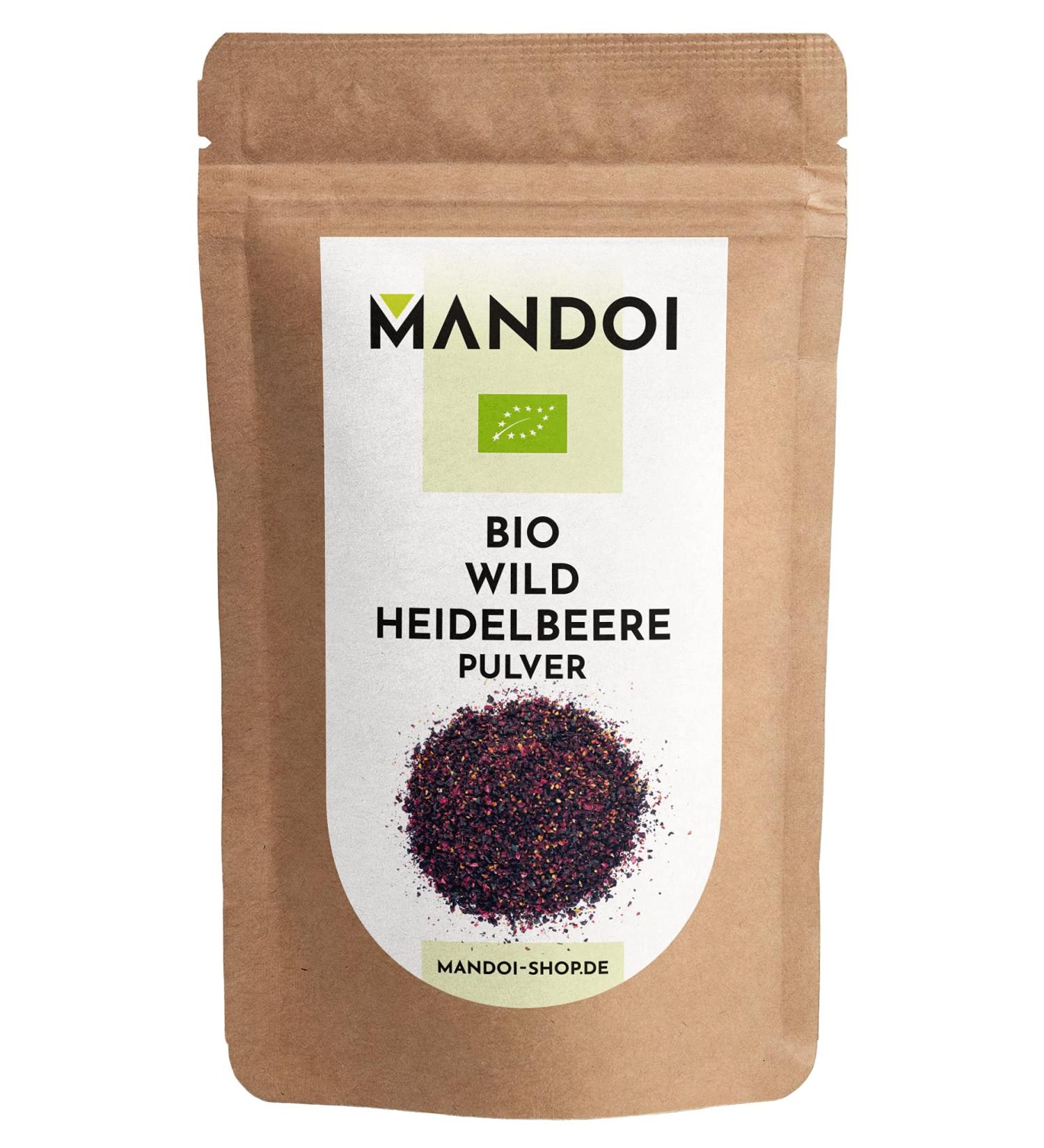 Mandoi Organic Wild Blueberry Powder 50g - Pure 100% Fruit No Additives No Sugar - Superfood Boost for Smoothies & Baking - Buy Online on GoSupps.com