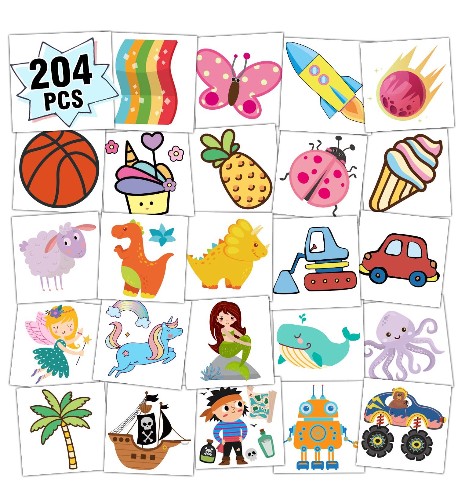 Kids Temporary Tattoos - 204 Individually Wrapped Sheets, Birthday Party Supplies - Buy Online on GoSupps.com
