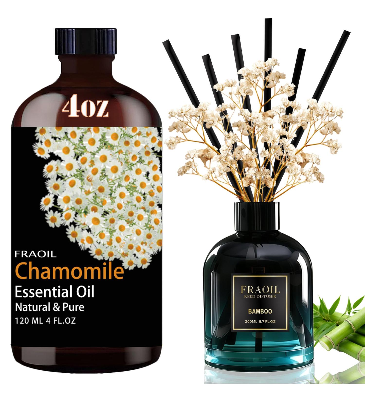 Chamomile Essential Oil 4 Fl Oz and Bamboo Reed Diffuser 6.7 fl oz Perfect for Christmas Christmas Eve Halloween Thanksgiving New Year's Day Valentine's Day and Easter Gifts - Buy Online on GoSupps.com