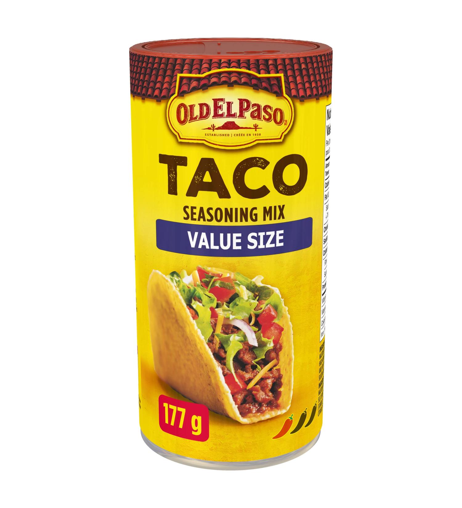 OLD EL PASO - VALUE SIZE PACK - Taco Seasoning Mix Original No Artificial Flavours No Artificial Colours 177 Grams Package of Taco Seasoning Seasoning Created From a Delicious Blend of Spices - Buy Online on GoSupps.com