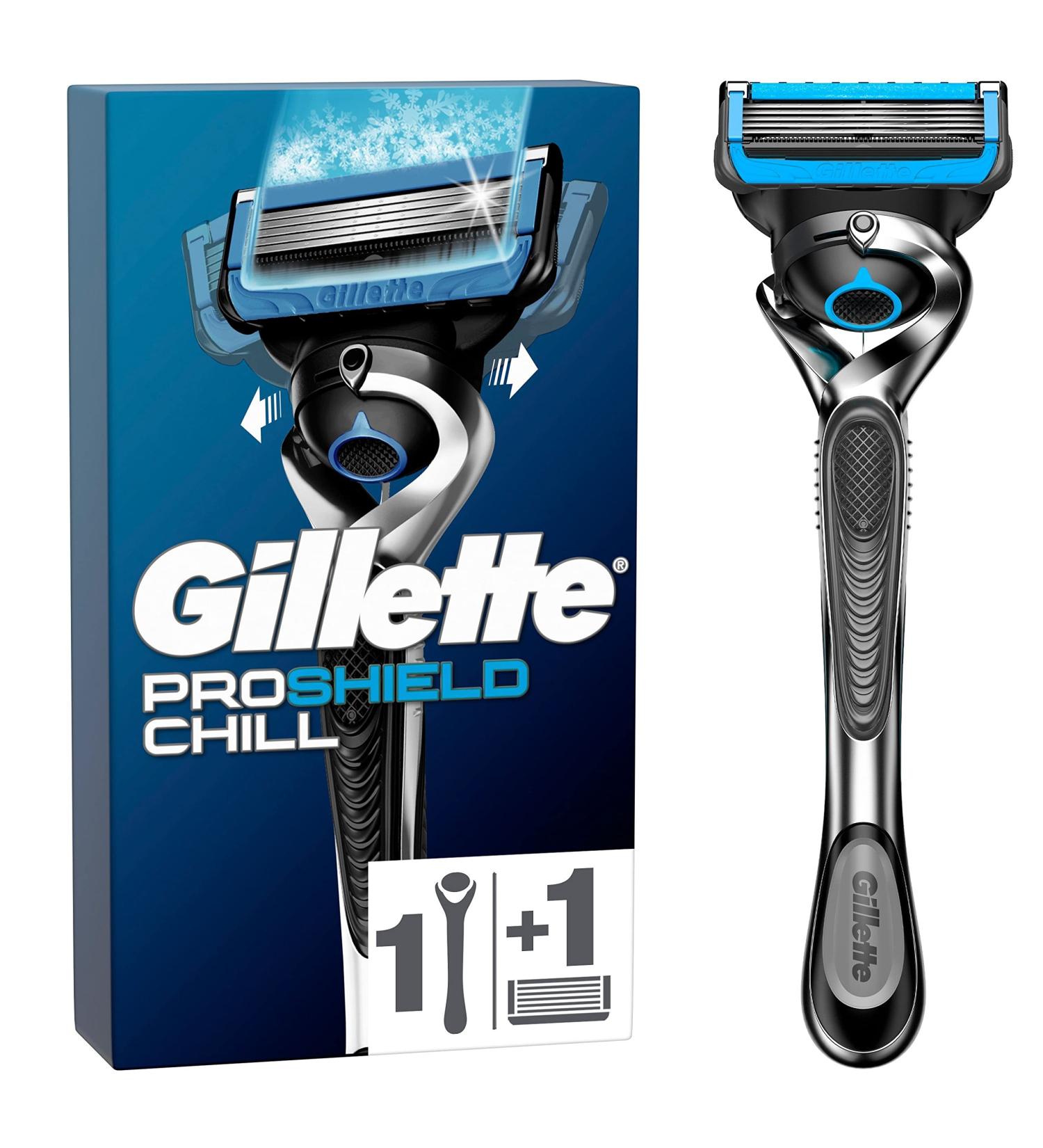 Gillette ProShield Chill Wet Razor for Men - 5-Blade Shaving System + 1 Replacement Blade - Perfect Gift for Him - Buy Online on GoSupps.com
