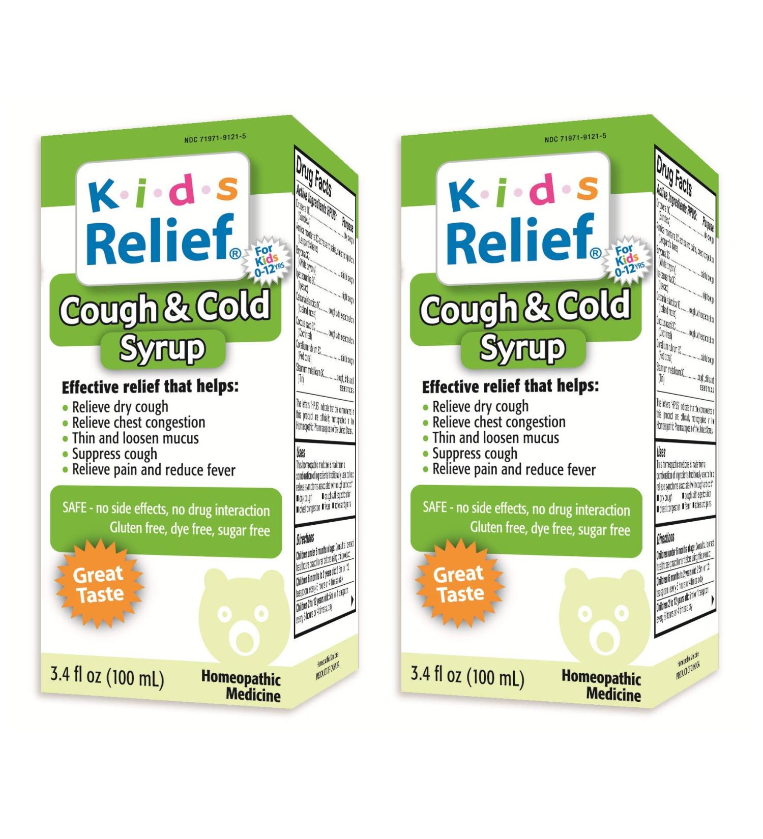 Kids Relief Cough & Cold Syrup 3.4 Fl Oz (Pack of 2) - Buy Online on GoSupps.com