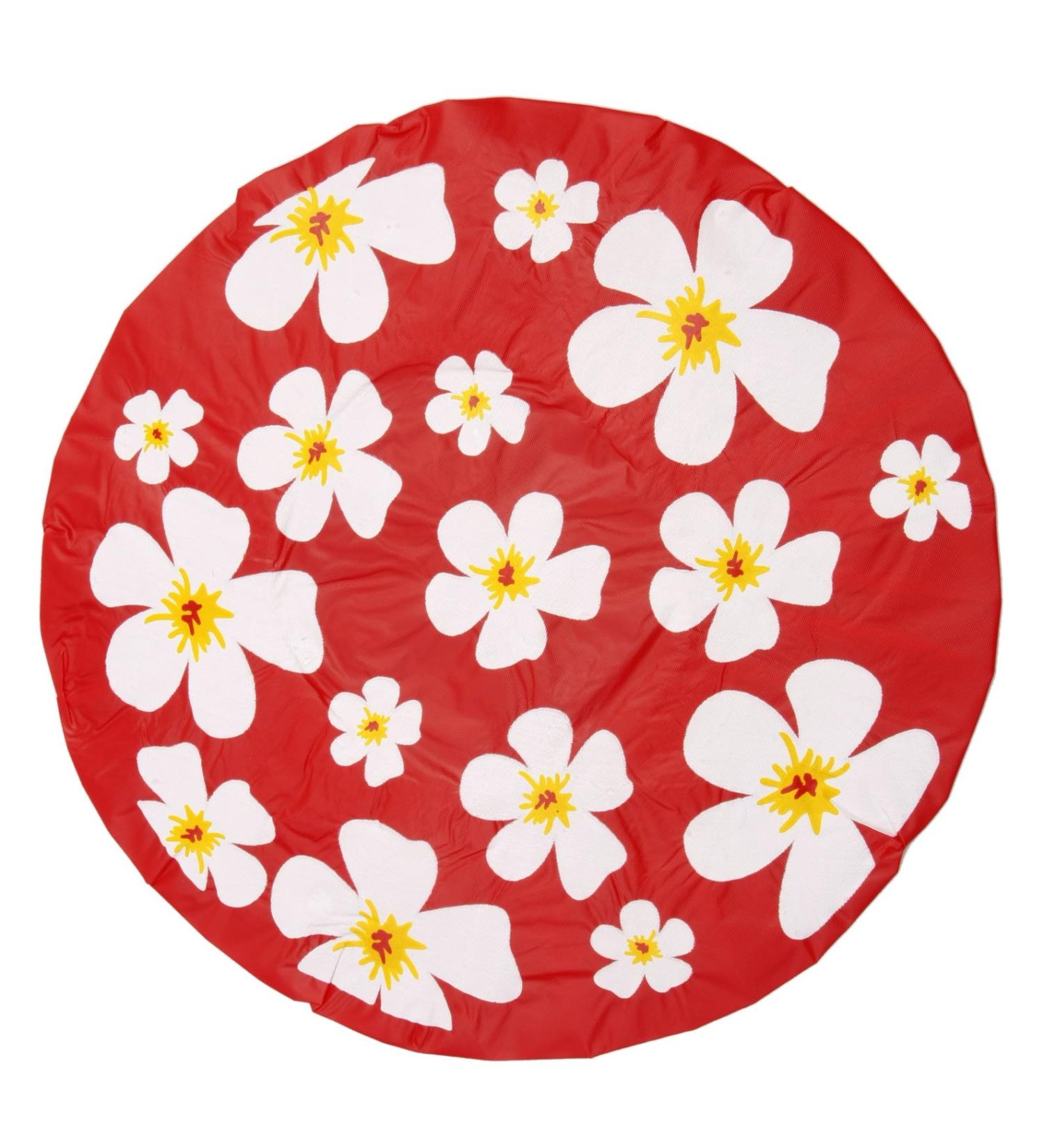 Shower hood red shower cap flower motif