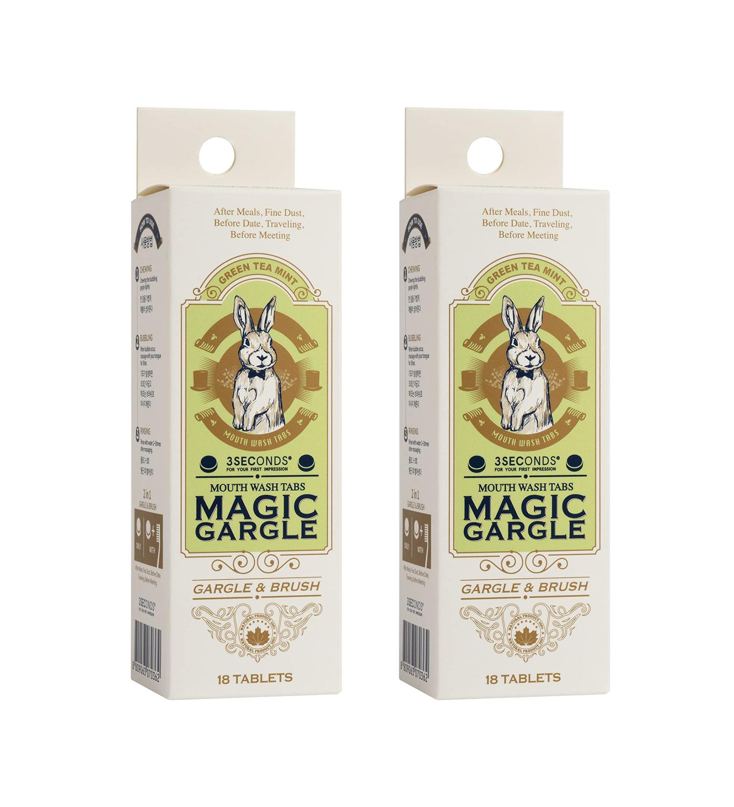 Magic Gargle - Portable Mouthwash - 36 Tablets (2 Pack) Single Size - Mouthwash for Fresh Breath on The go. Airline Camping and Date Friendly (Green Tea Mint)