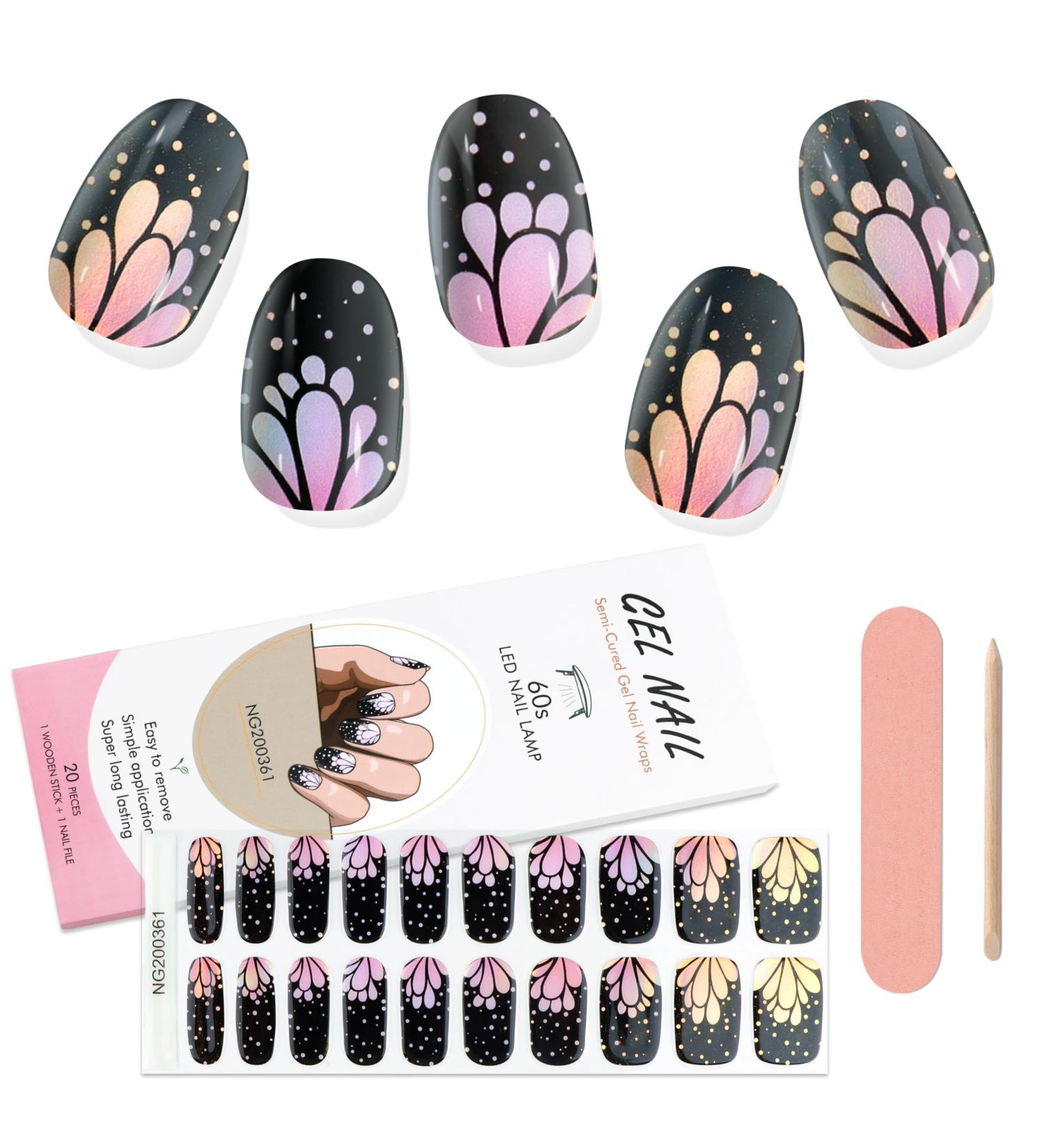 Kalolary Gel Nail Polish Strips Semi Cured Nail Gel Art Sticker Waterproof Full Nail Wraps Decal Sets with Nail File and Stick for Women Girls Nail Art Decor (UV/LED Lamp Required) (14) - Buy Online on GoSupps.com
