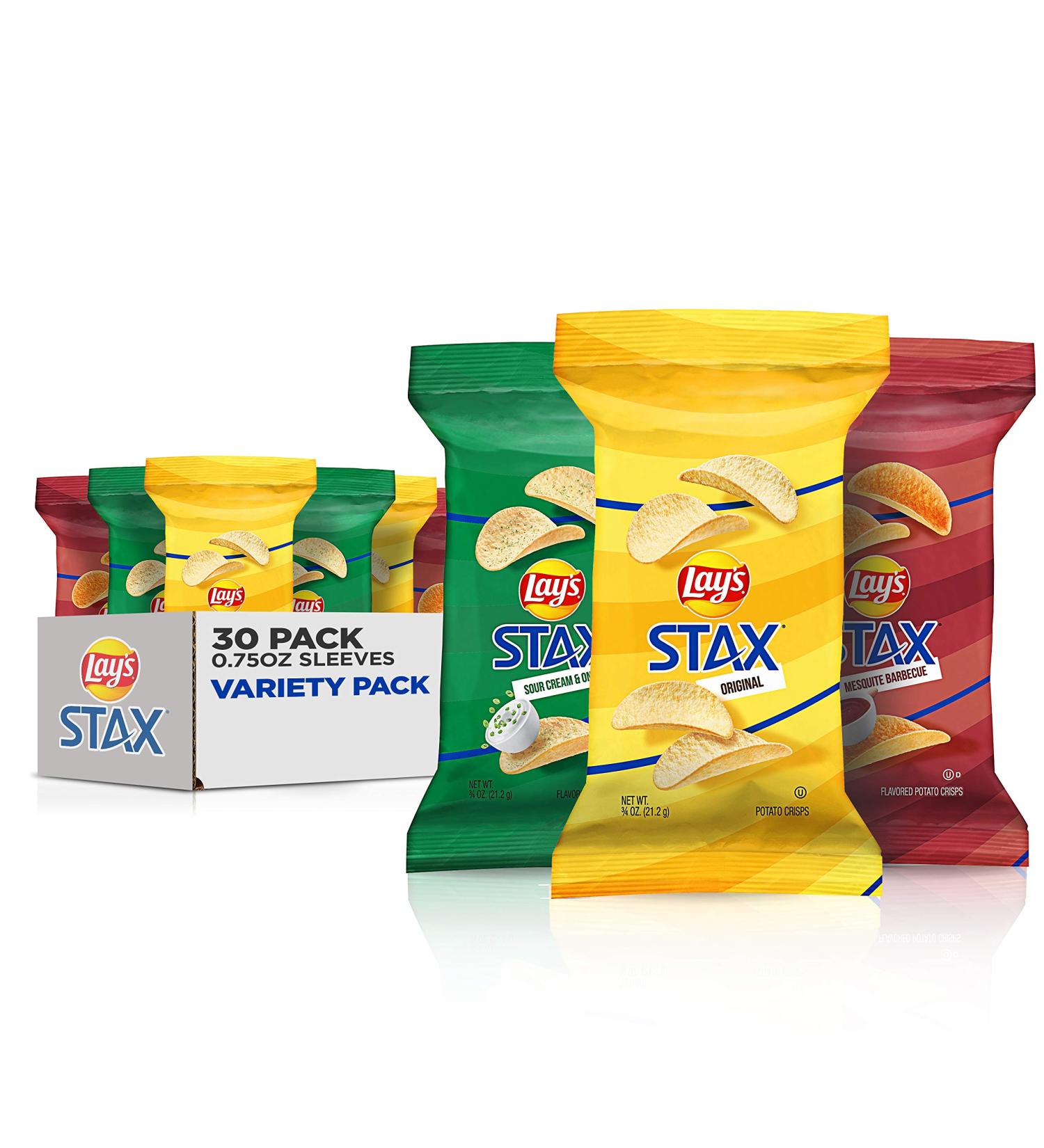 Lay's Stax Original Sour Cream Onion and Mesquite Barbeque 0.75oz Sleeves Variety Pack - 30 Count - Buy Online on GoSupps.com