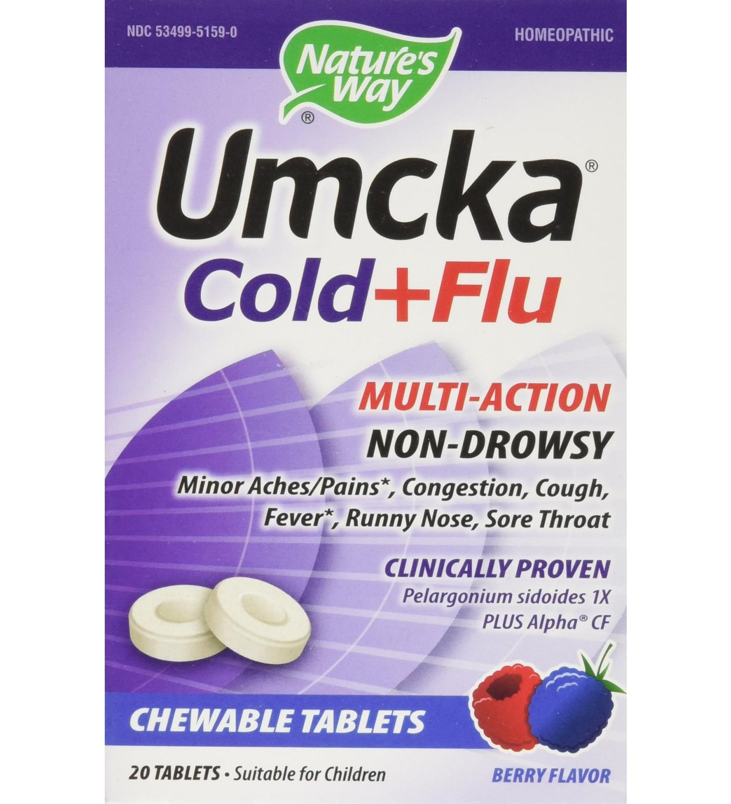 Nature's Way Umcka Cold + Flu Berry - 20 Chewable Tablets