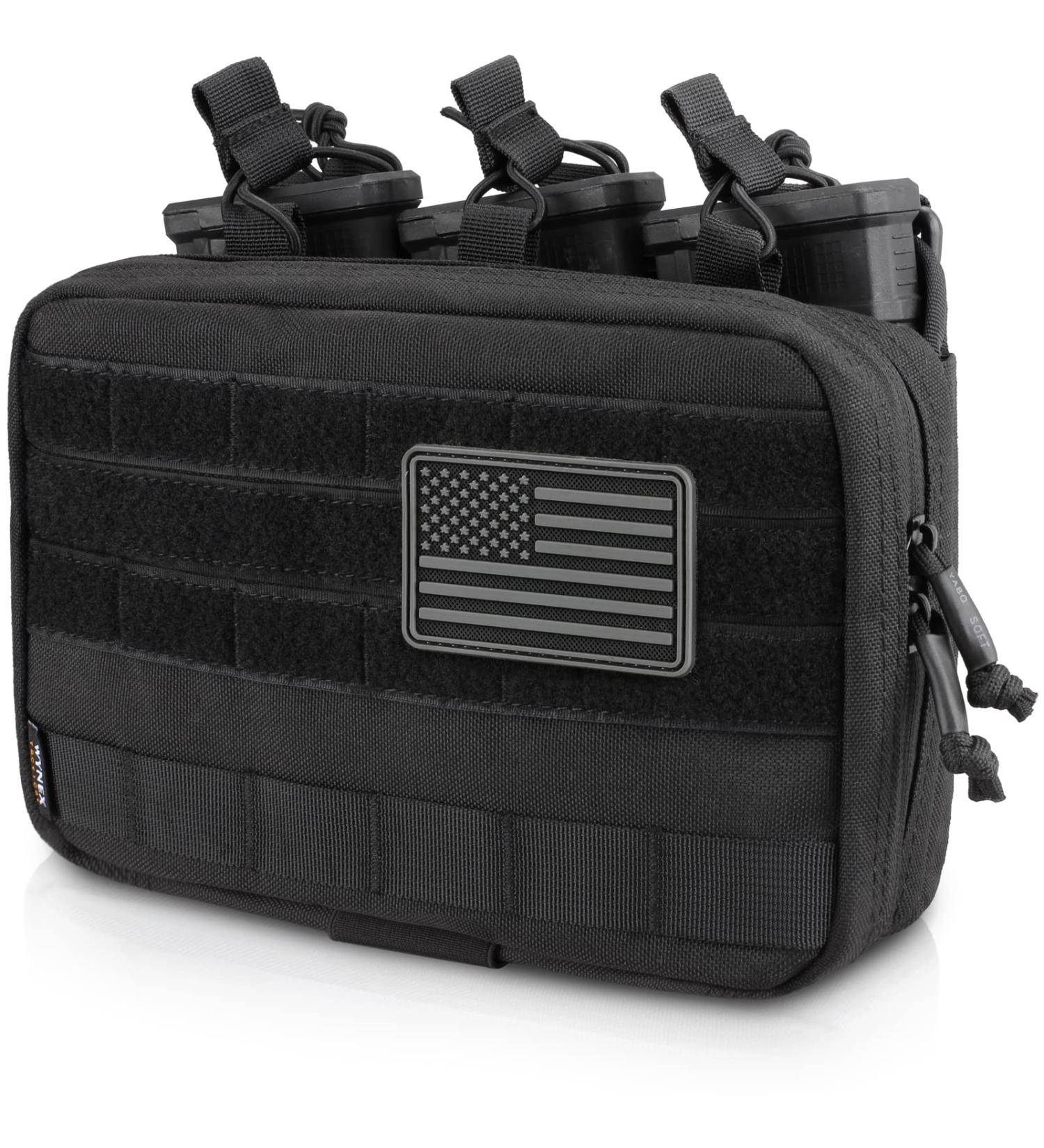 WYNEX Tactical Mag Admin Pouch with Triple Stacker Magazine Holder - Black - Buy Online on GoSupps.com
