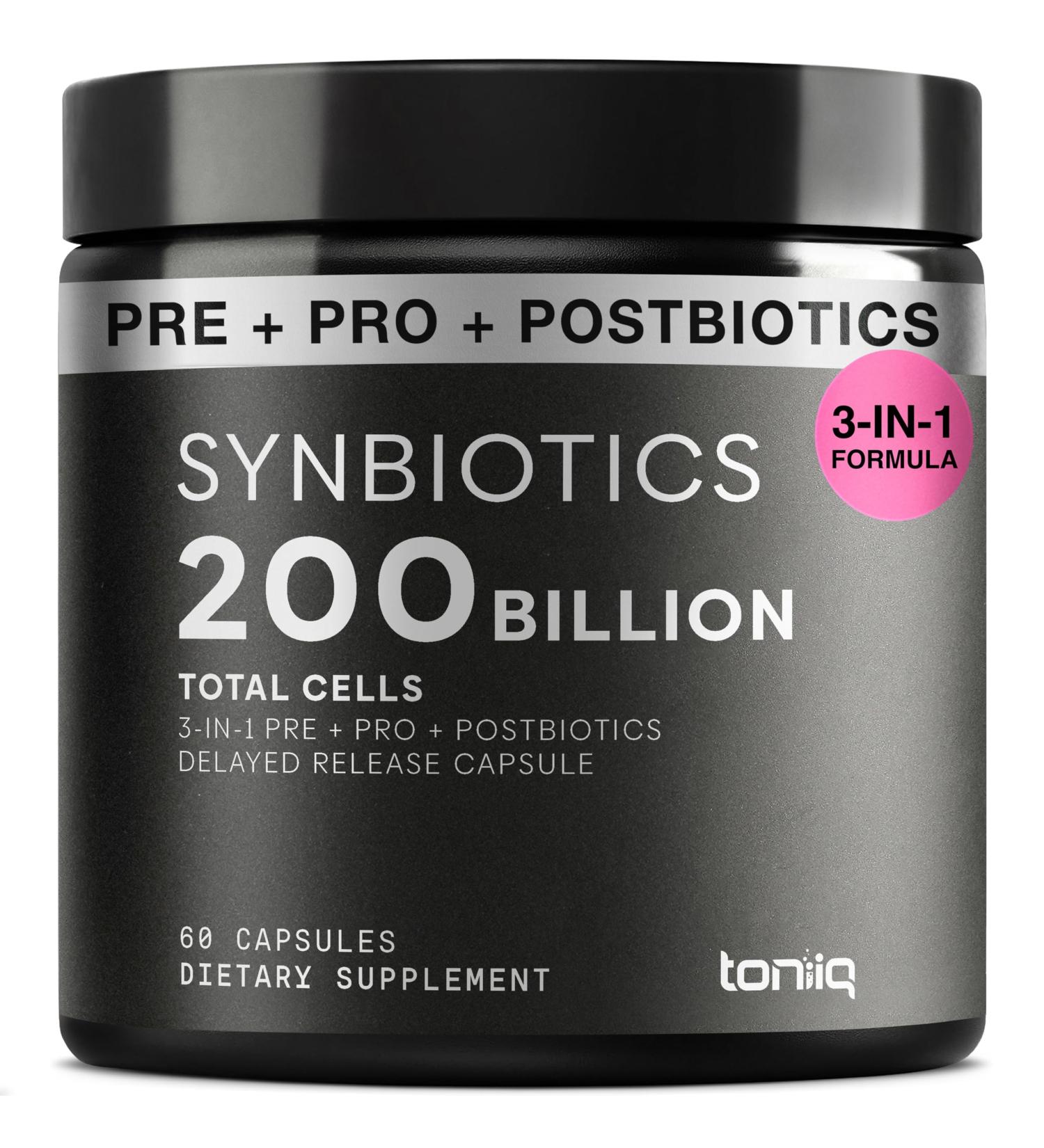Toniiq Prebiotics and Probiotics 200B TFU with Postbiotics IMMUSE & ButyraGen 30 Strains Shelf-Stable Synbiotic Formula Third-Party Tested 60 Capsules 60 Count (Pack of 1) - Buy Online on GoSupps.com