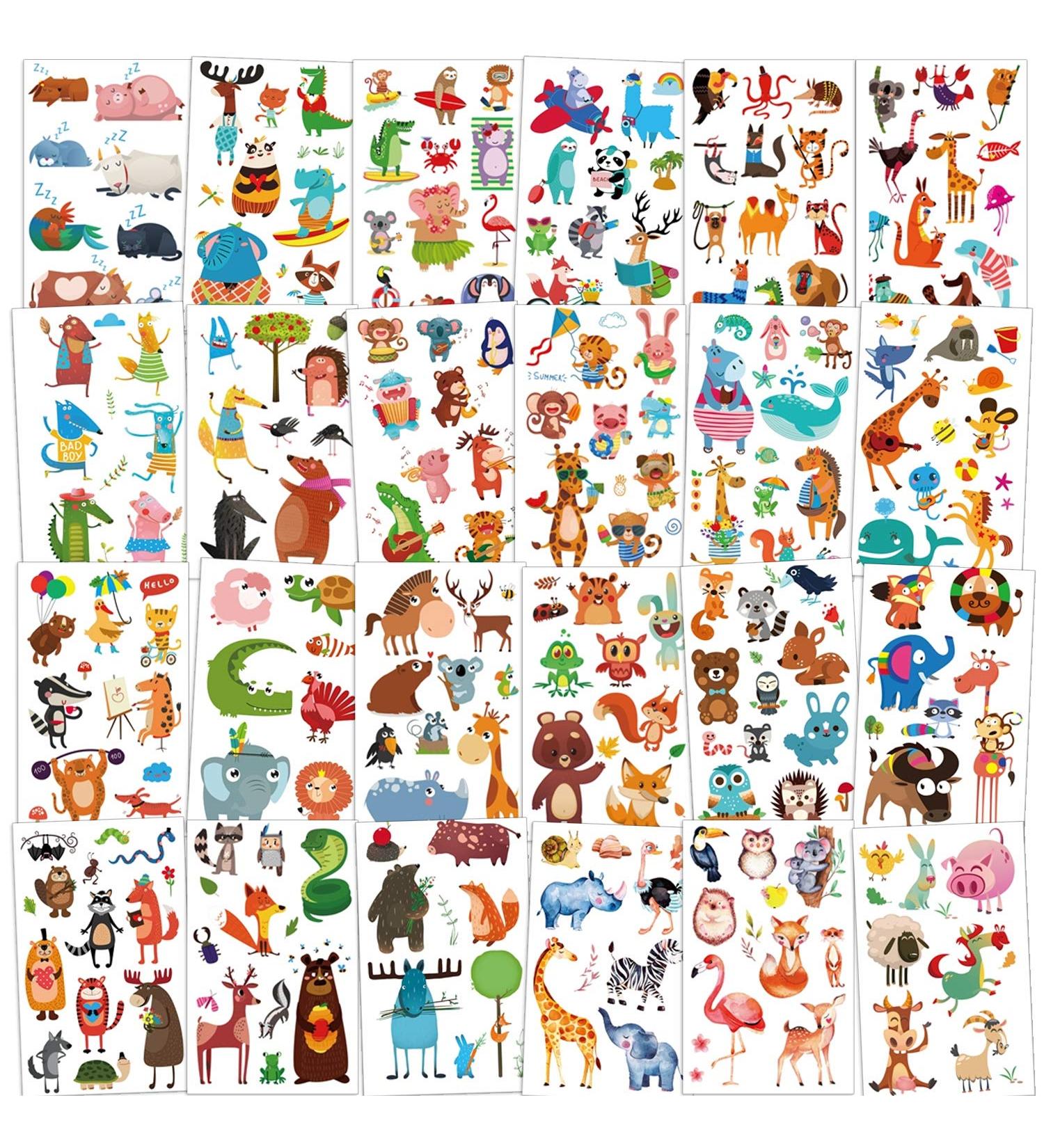Konsait Animal Temporary Tattoos for Kids - 24 Sheets (230+pcs) | Zoo Jungle Sea Theme, Waterproof Fake Tattoo Stickers for Boys & Girls, Perfect for Birthday Party Favor Gift Bags - Buy Online on GoSupps.com