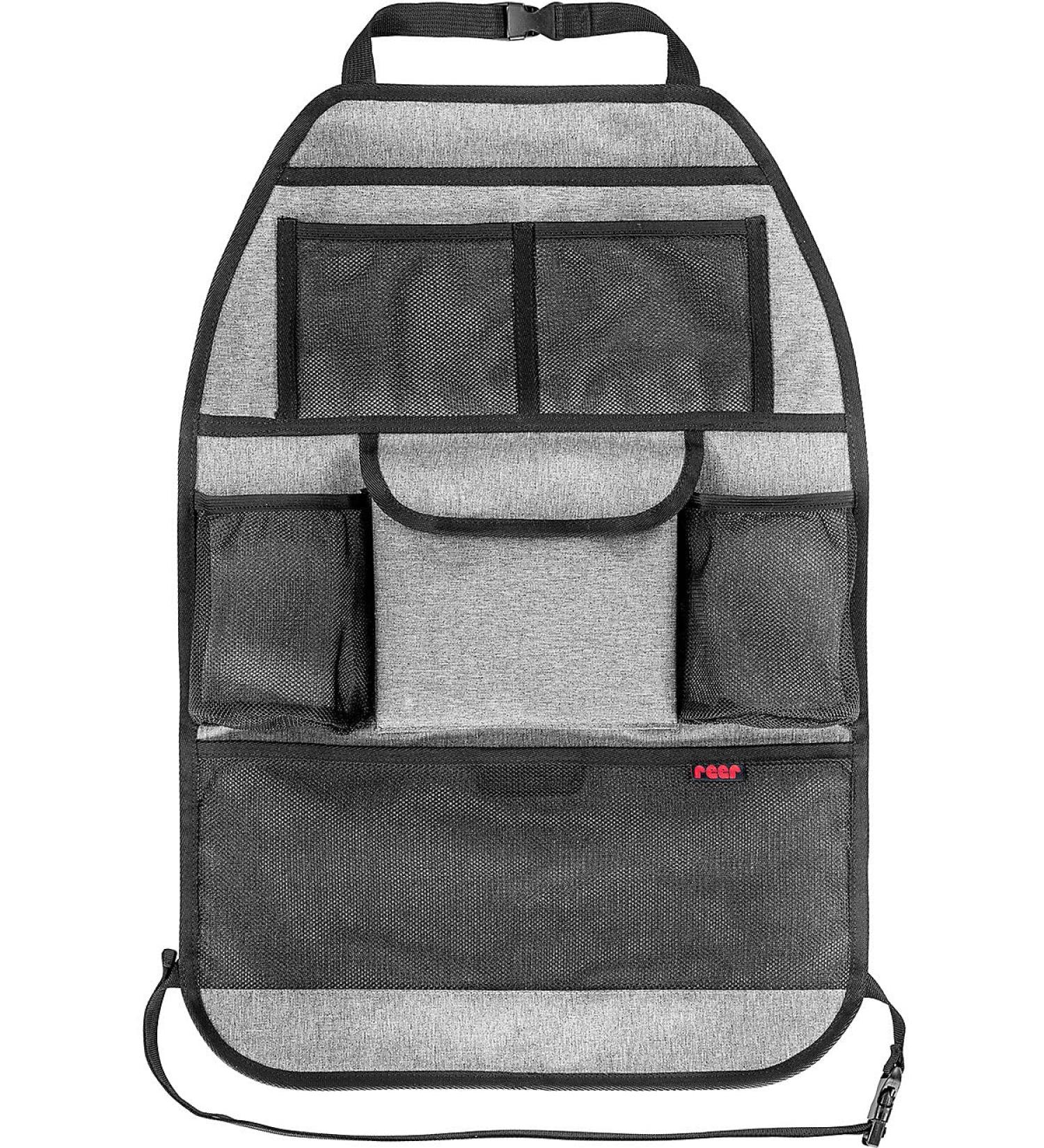 Reer Car Back Seat Organizer - TravelKid Tidy Dirt-Repellent Multi-Pocket for All Car Seats - Grey - Buy Online on GoSupps.com