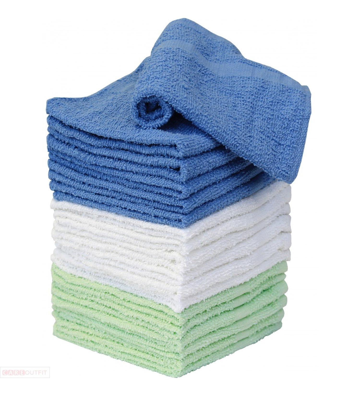 Careoutfit Washcloth Towels - 100% Cotton - 18 Pack - White & Blue and Seafoam