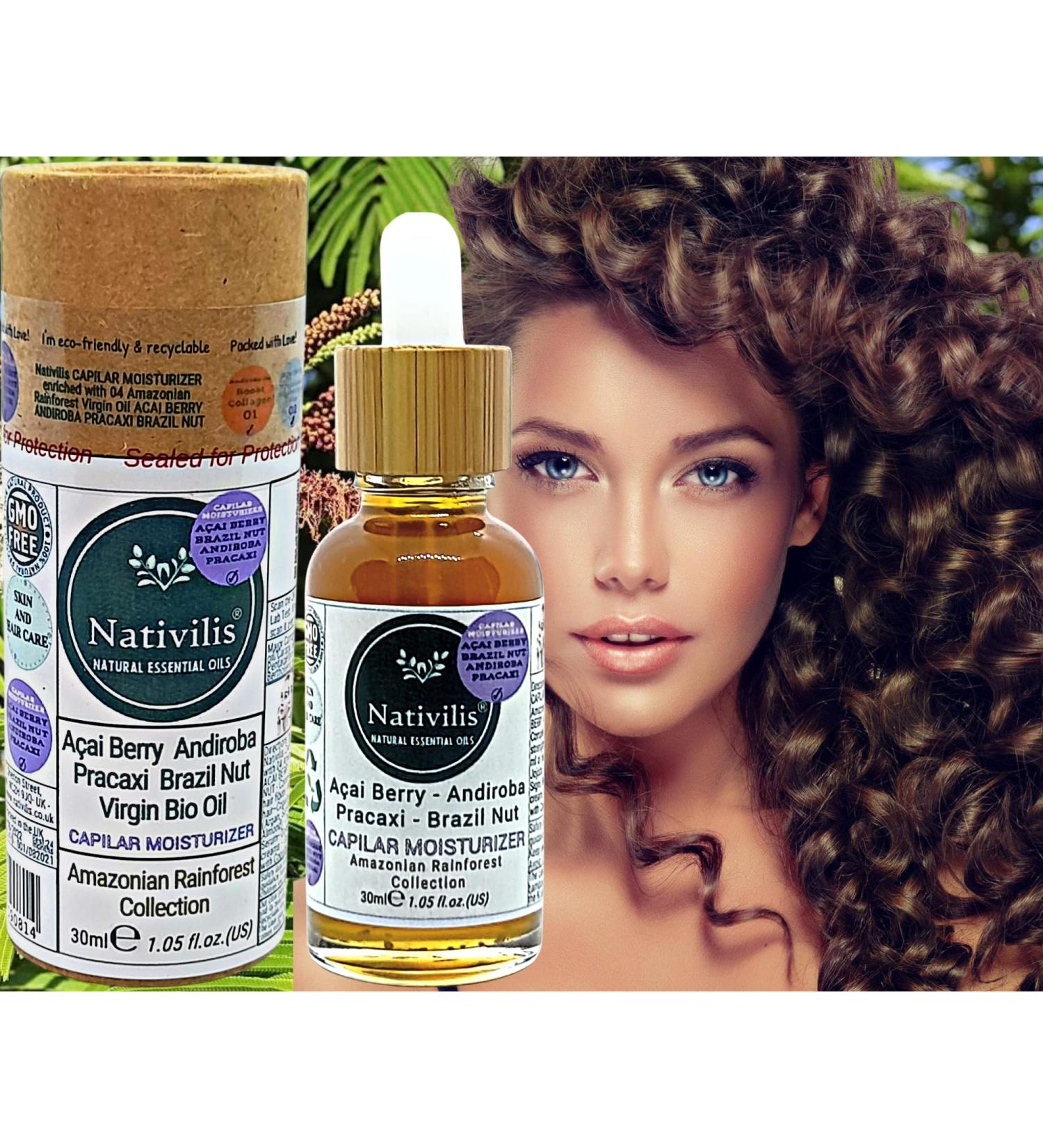 Nativilis Acai Bio Oil Capilar Mositurizer plus 04 Amazonian Rainforest Virgin Oils Acai Andiroba Pracaxi Brazil Nut Complex emollient restructuring hair fibres strengthens roots dry hair Copaiba - Buy Online on GoSupps.com