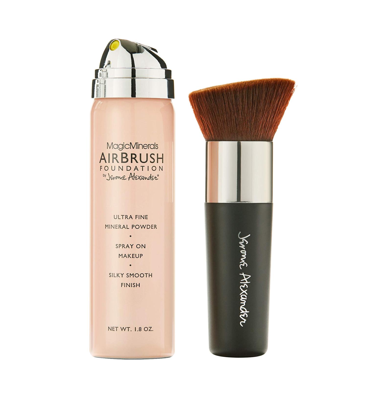 MagicMinerals AirBrush Foundation by Jerome Alexander 2pc Set - Medium | Anti-aging Spray Makeup with Kabuki Brush for Radiant Skin - Buy Online on GoSupps.com