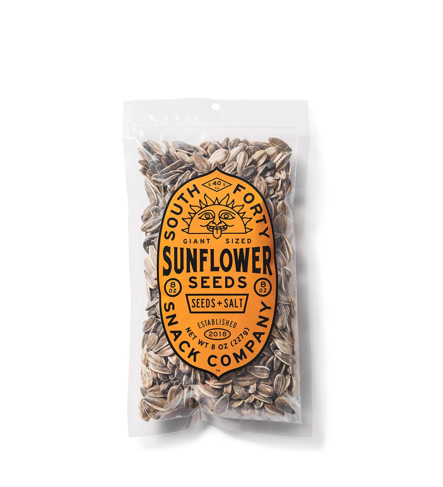 South 40 Snacks Premium Jumbo Sunflower Seeds 8oz (Pack of 6) - Batch Roasted, Perfectly Salted, In-Shell Bulk Seeds for Ultimate Freshness - Buy Online on GoSupps.com