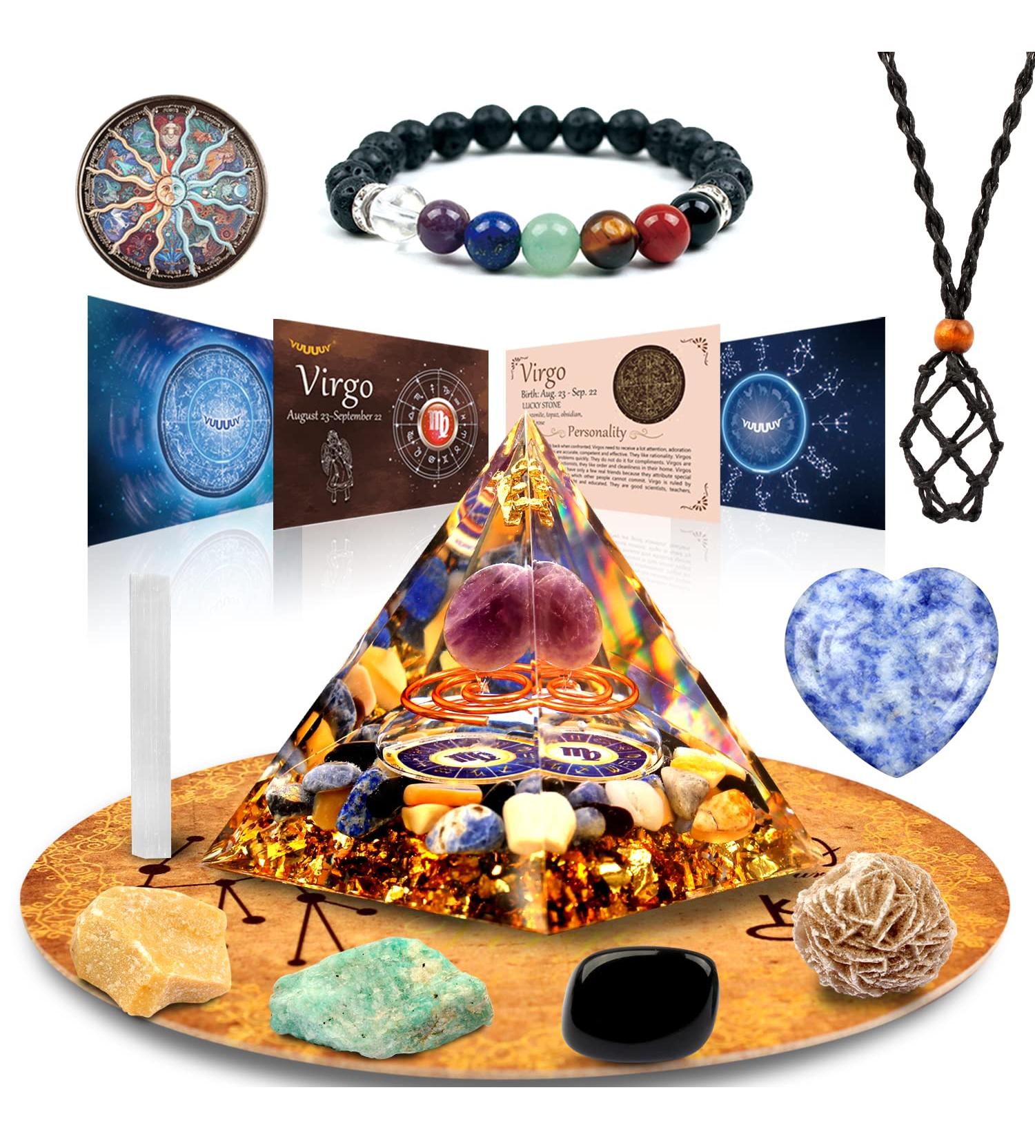 Vuuuuv Horoscope Orgon Pyramid | Virgin Medicinal Crystal Gift Set | Zodiac Stones for Healing & Energy - Buy Online on GoSupps.com