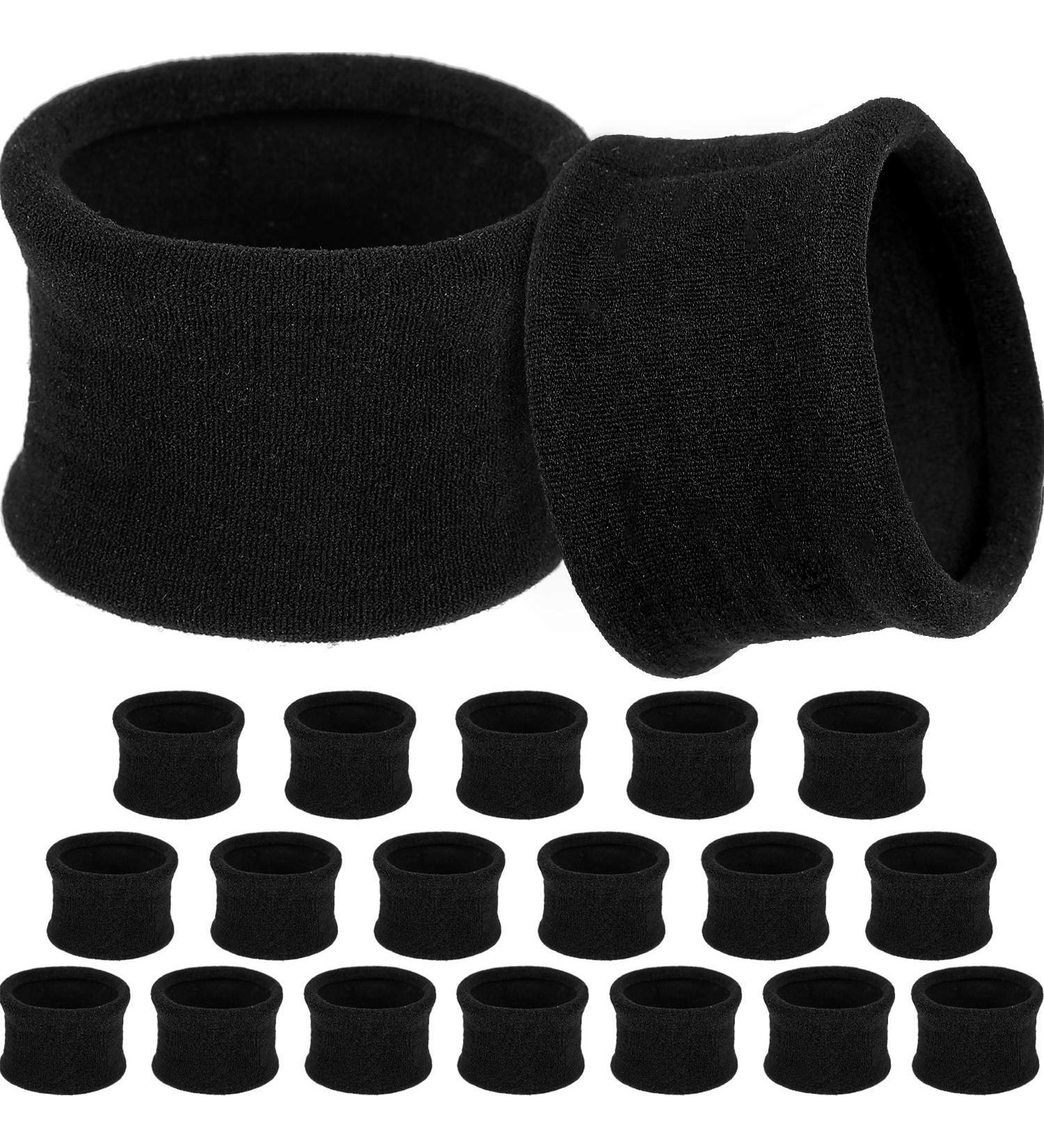 20 Large Cotton Stretch Hair Ties - Ponytail Holders for Thick Curly Hair (Black) - Durable Hair Bands & Accessories - Buy Online on GoSupps.com
