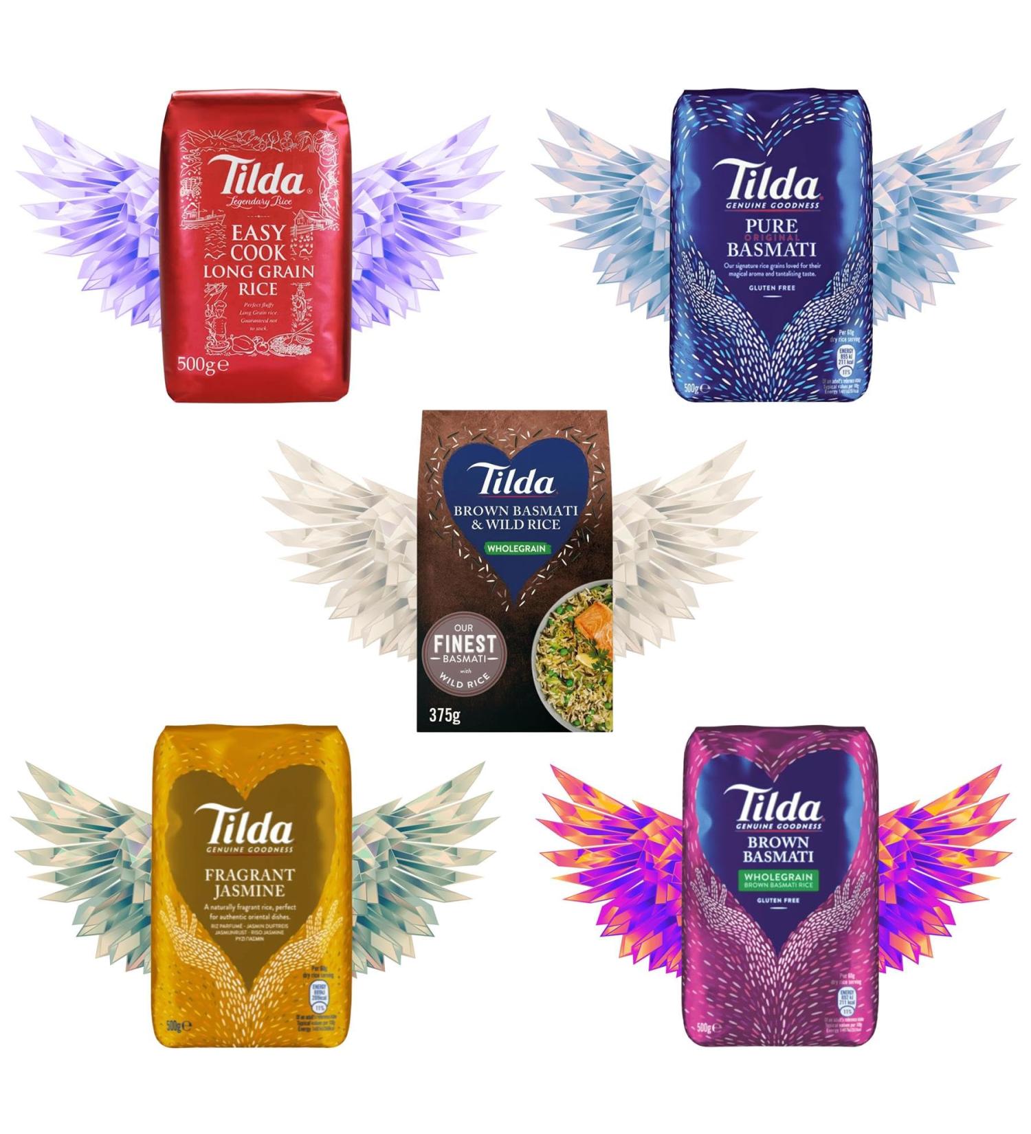 Tilda Grain Basmati Jasmine Rice Pick N Mix - Choose From 5 Flavours | Easy Cook Long-Grain Pure Original-Basmati Brown Basmati-Wild Fragrant Thai-Jasmine Wholegrain Brown-Basmati - Pack of 2 - Buy Online on GoSupps.com