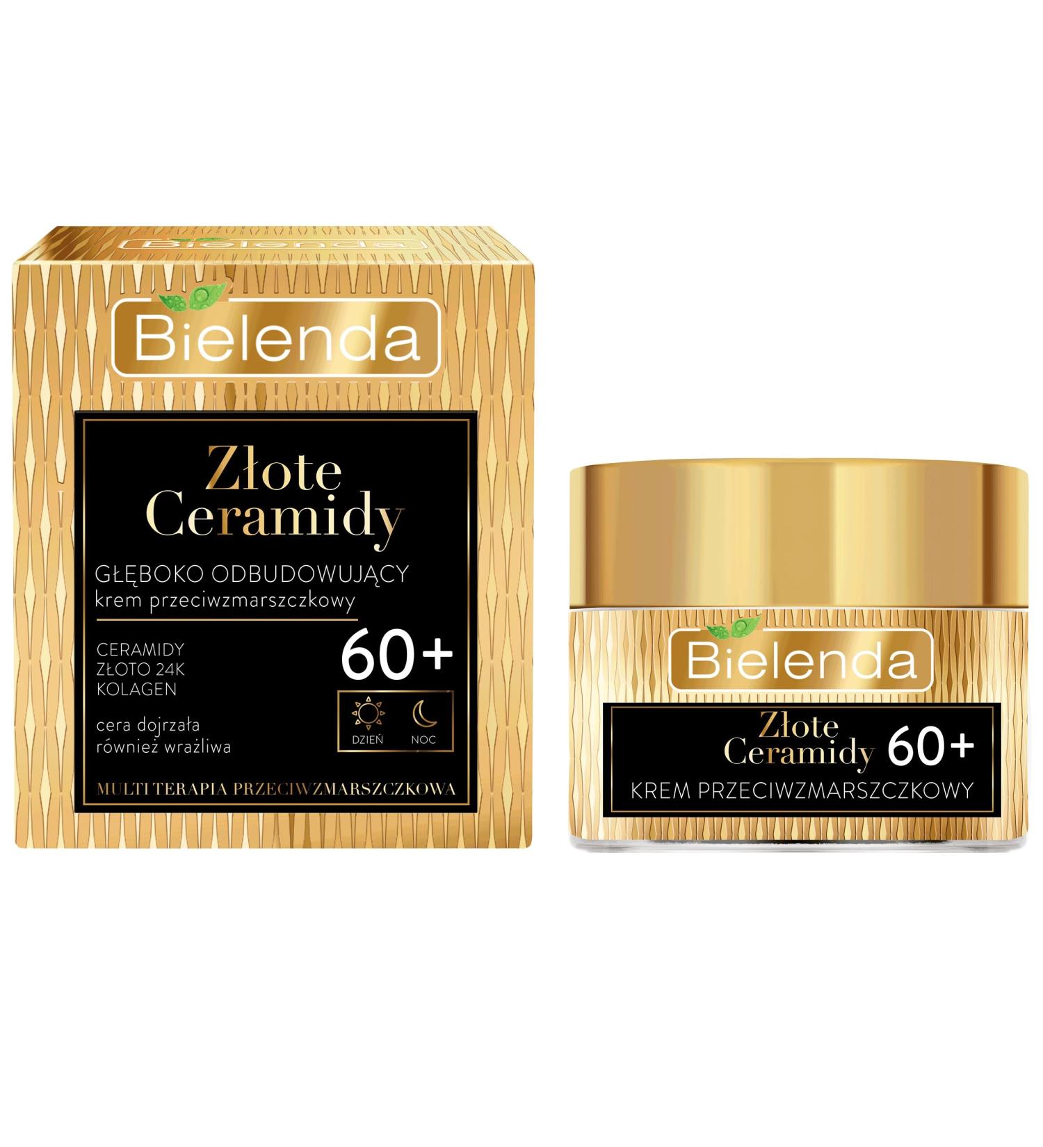 Bielenda Golden Ceramides Deep Restoring Anti-Wrinkle Face Cream 60+ 50ml - Buy Online on GoSupps.com