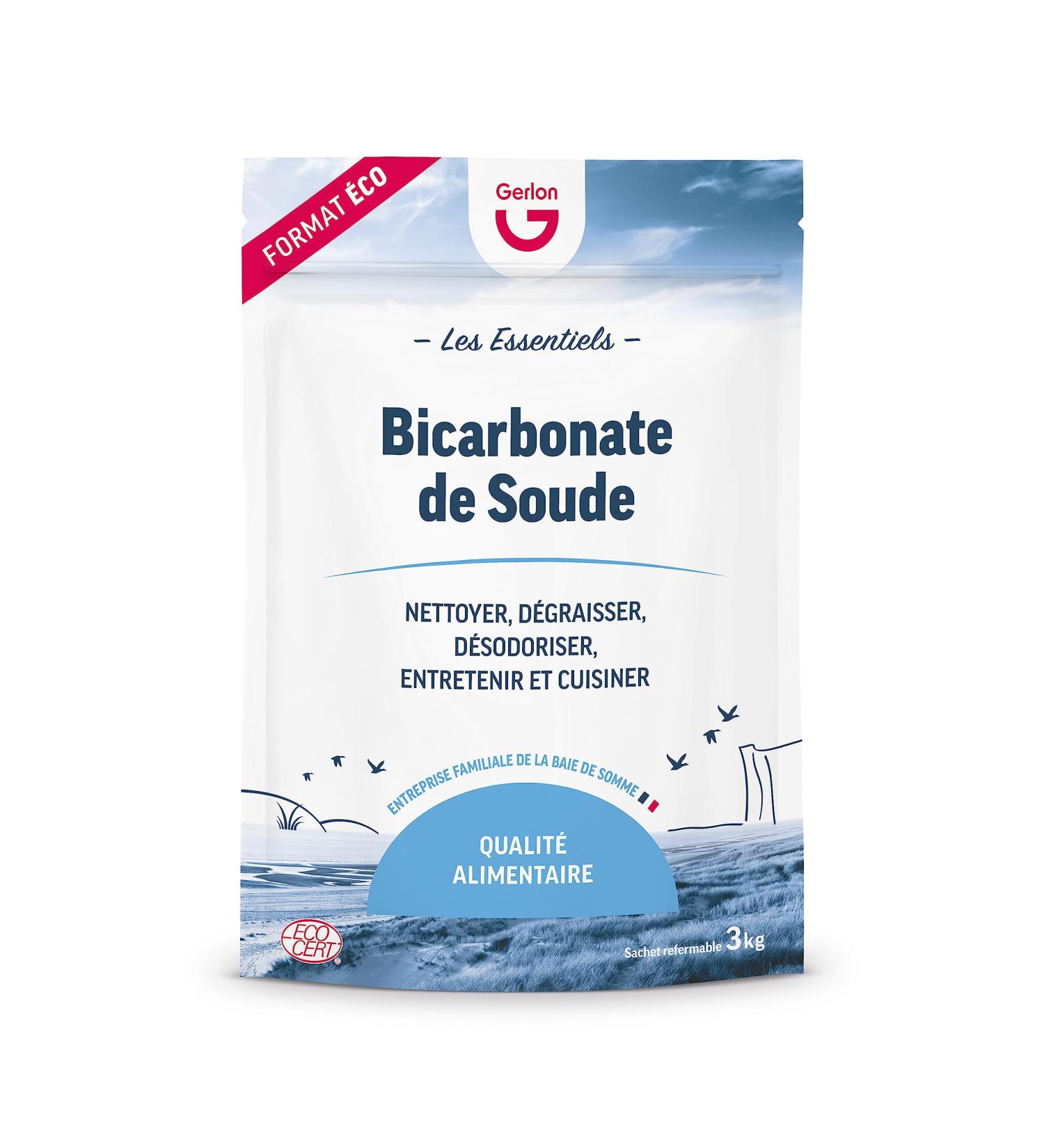 Gerlon Baking Soda Large 3 kg – Practical and Resealable Format – Household & Food – Made in France