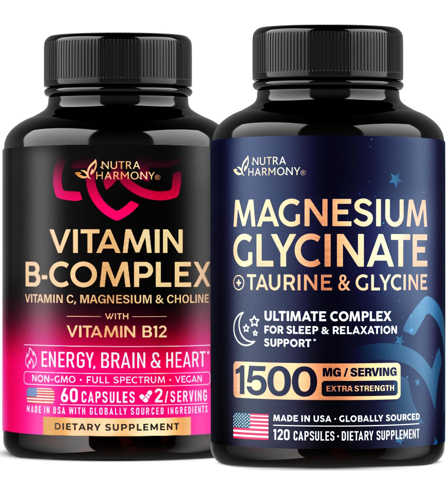 NUTRAHARMONY Vitamin B Complex & Magnesium Glycinate with Glycine Capsules