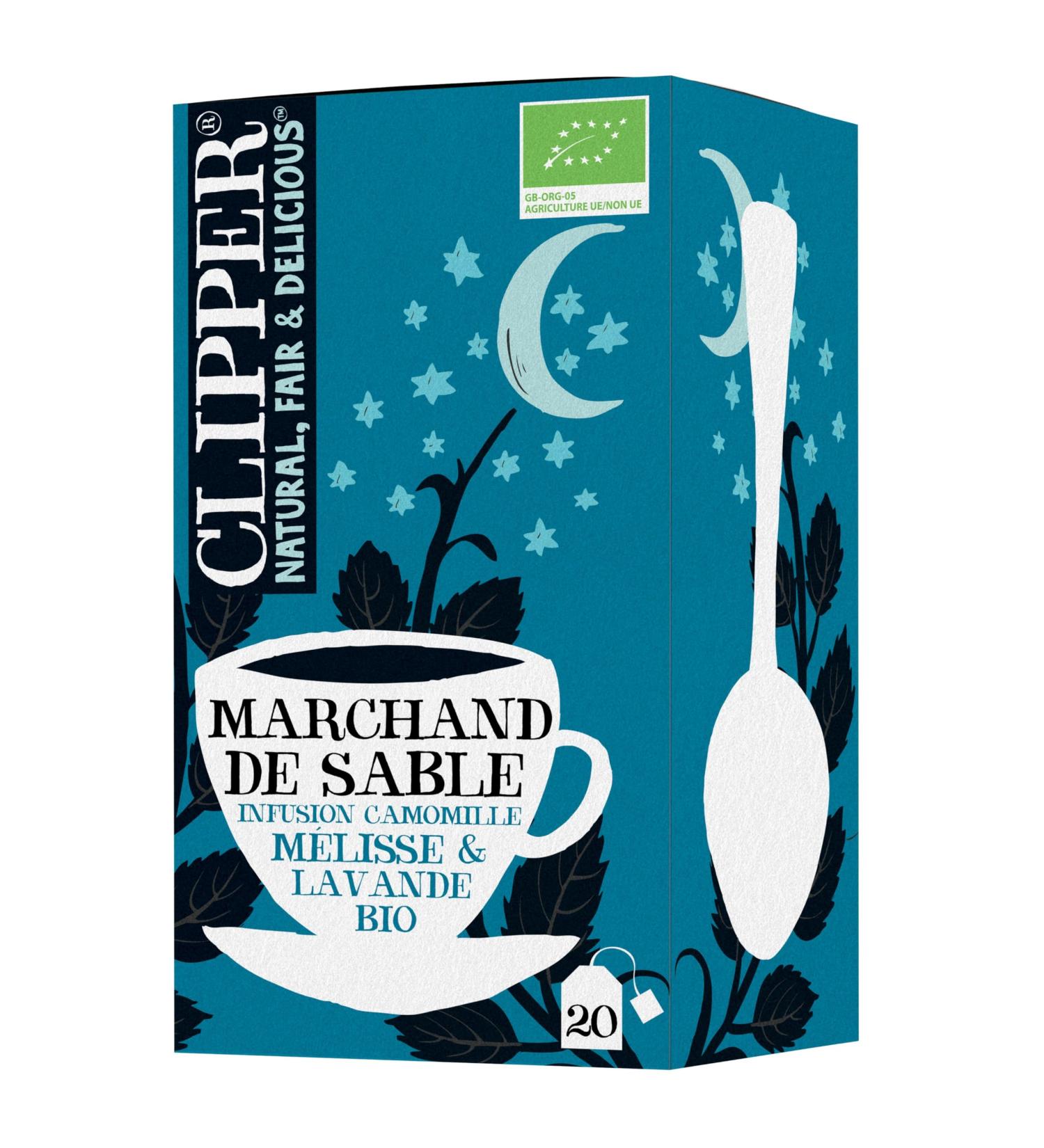 CLIPPER - Organic Infusion - Sandmerchant - Chamomile Lavender and Lemon Balm - 20 Organic Infusion Sachets - Pack of 1 - Buy Online on GoSupps.com