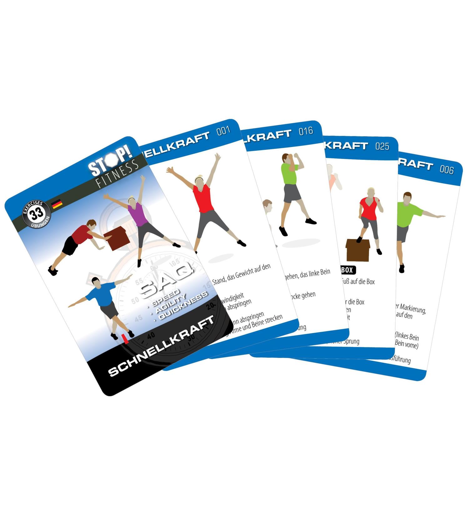 Stop!Fitness Fast Power Plyometrics Training Tickets | Exercise Cards - German Version (66x100mm) - SAQ Series - Buy Online on GoSupps.com