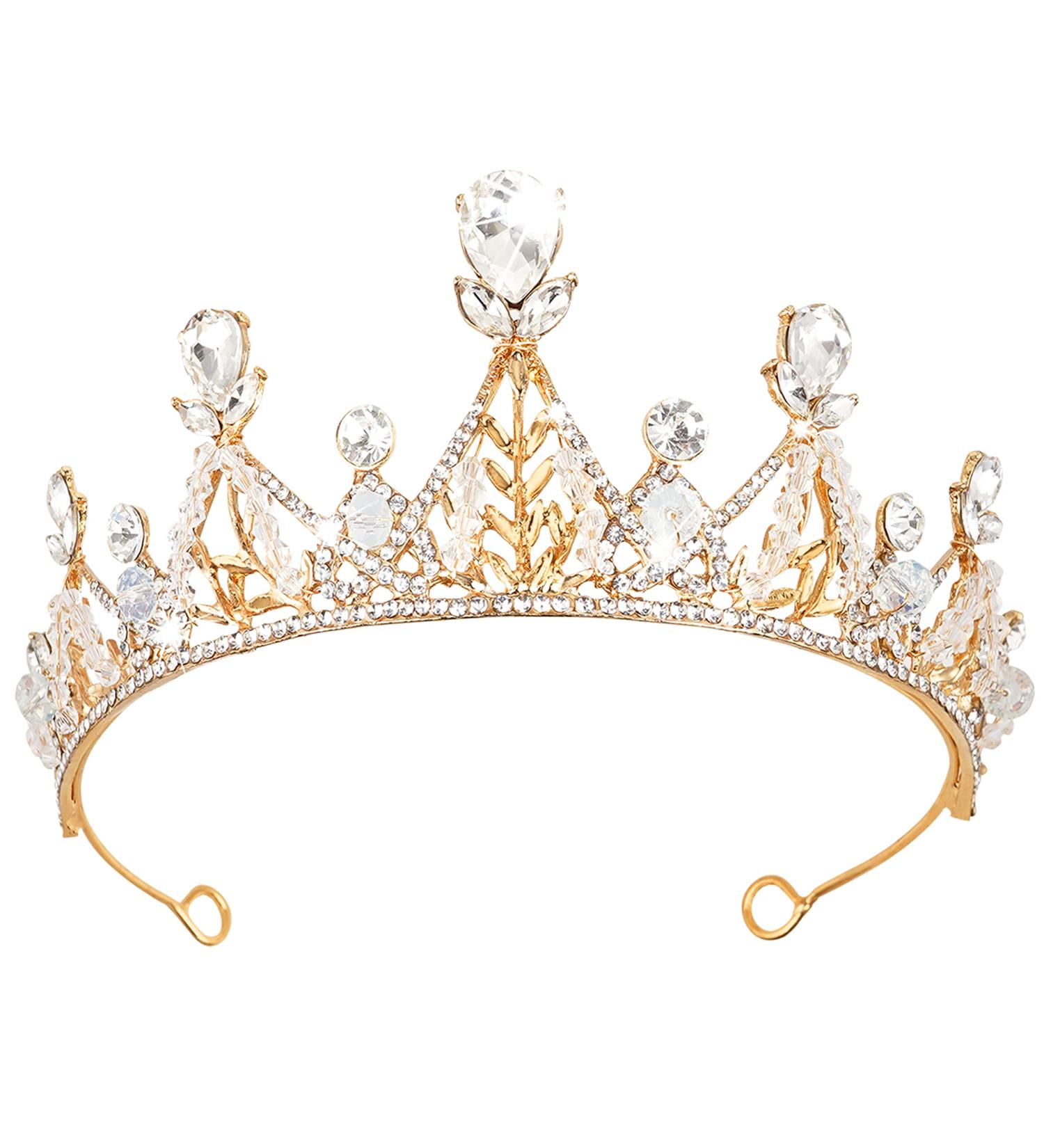 Tocess Princess Gold Tiara for Women - Crystal Rhinestone Crown for Bride, Wedding, Prom, Birthday - Ideal Gift - Buy Online on GoSupps.com