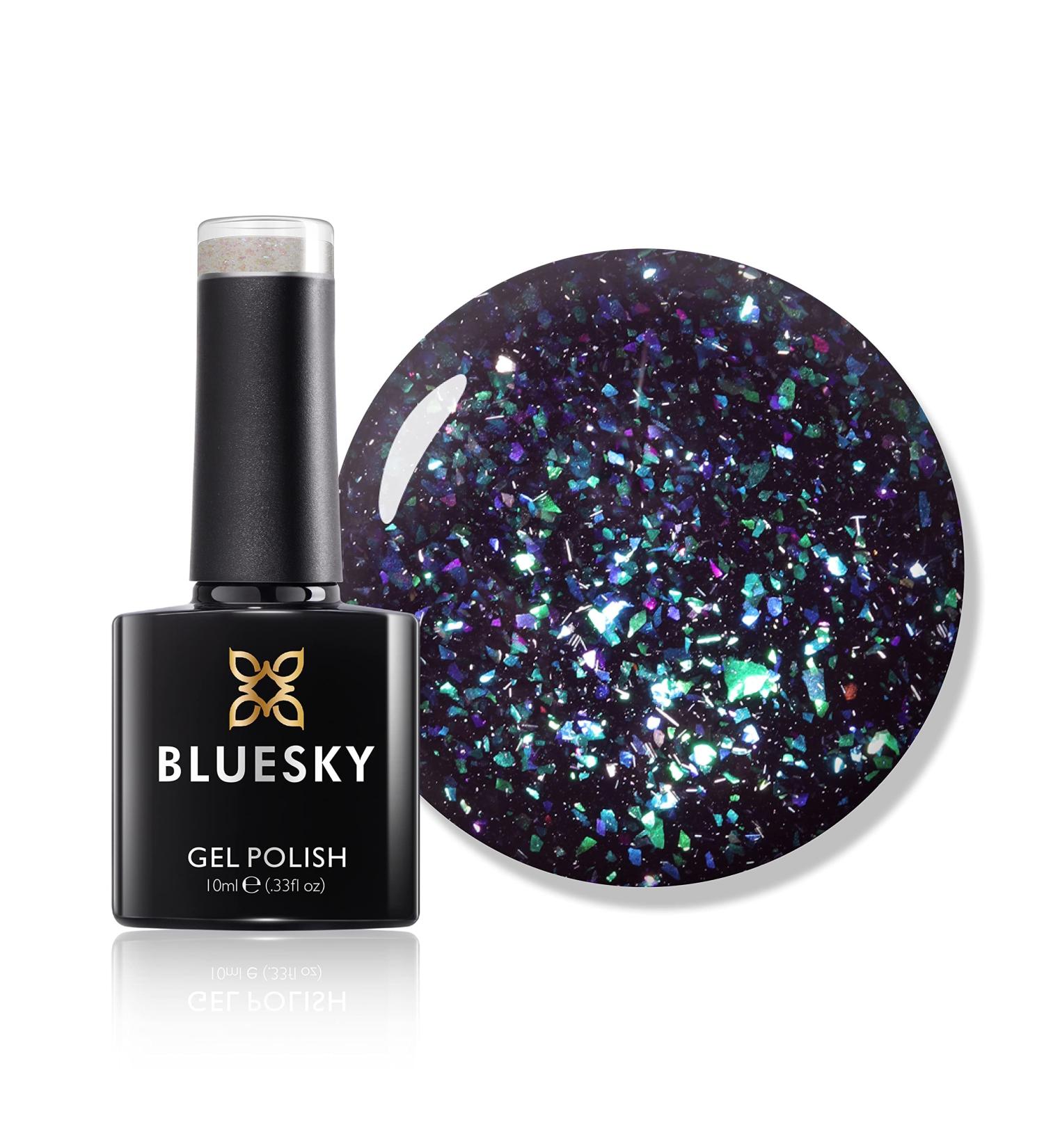 Bluesky Gel Nail Polish Galaxy 08 Twilight Zone Clear Coat with the Galaxy Colored Flakes Glitter 10ml (Requires Curing Under UV LED Lamp) - Buy Online on GoSupps.com