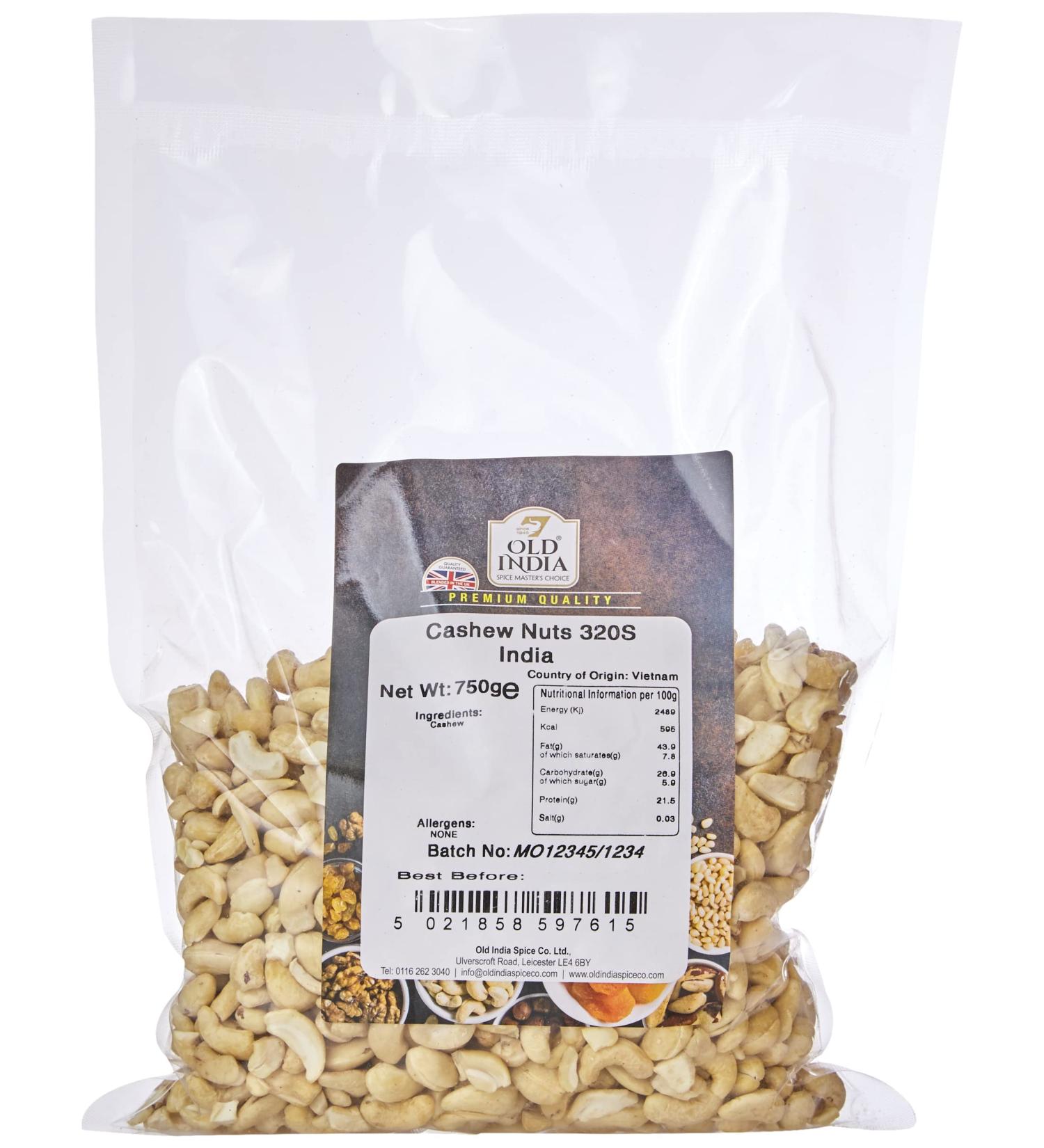Old India Cashew Nuts 320S India 750g Cashews 750 g (Pack of 1) - Buy Online on GoSupps.com