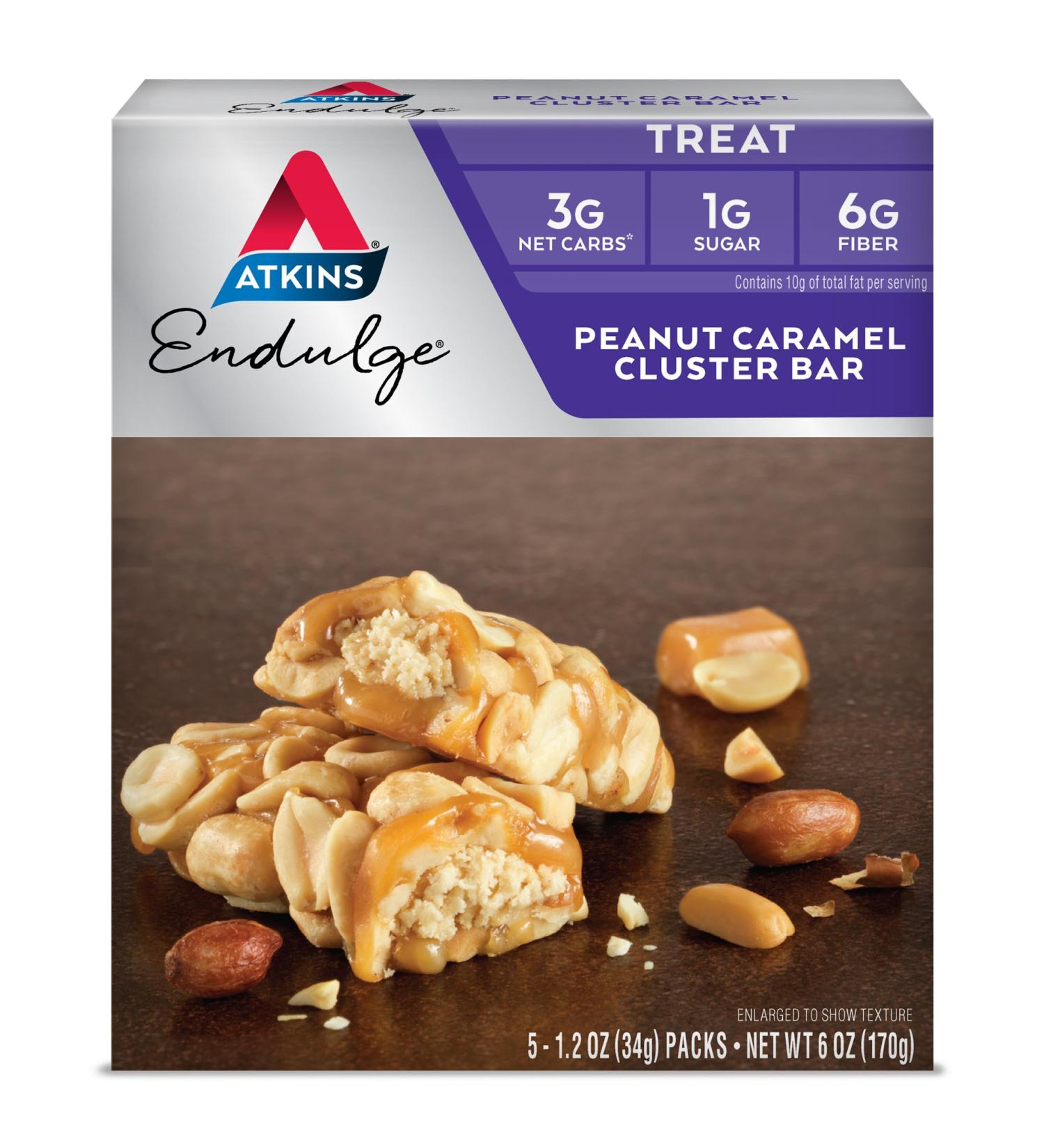 Atkins Endulge Peanut Caramel Cluster Bar - Keto-Friendly (5 Bars) - Buy Online on GoSupps.com