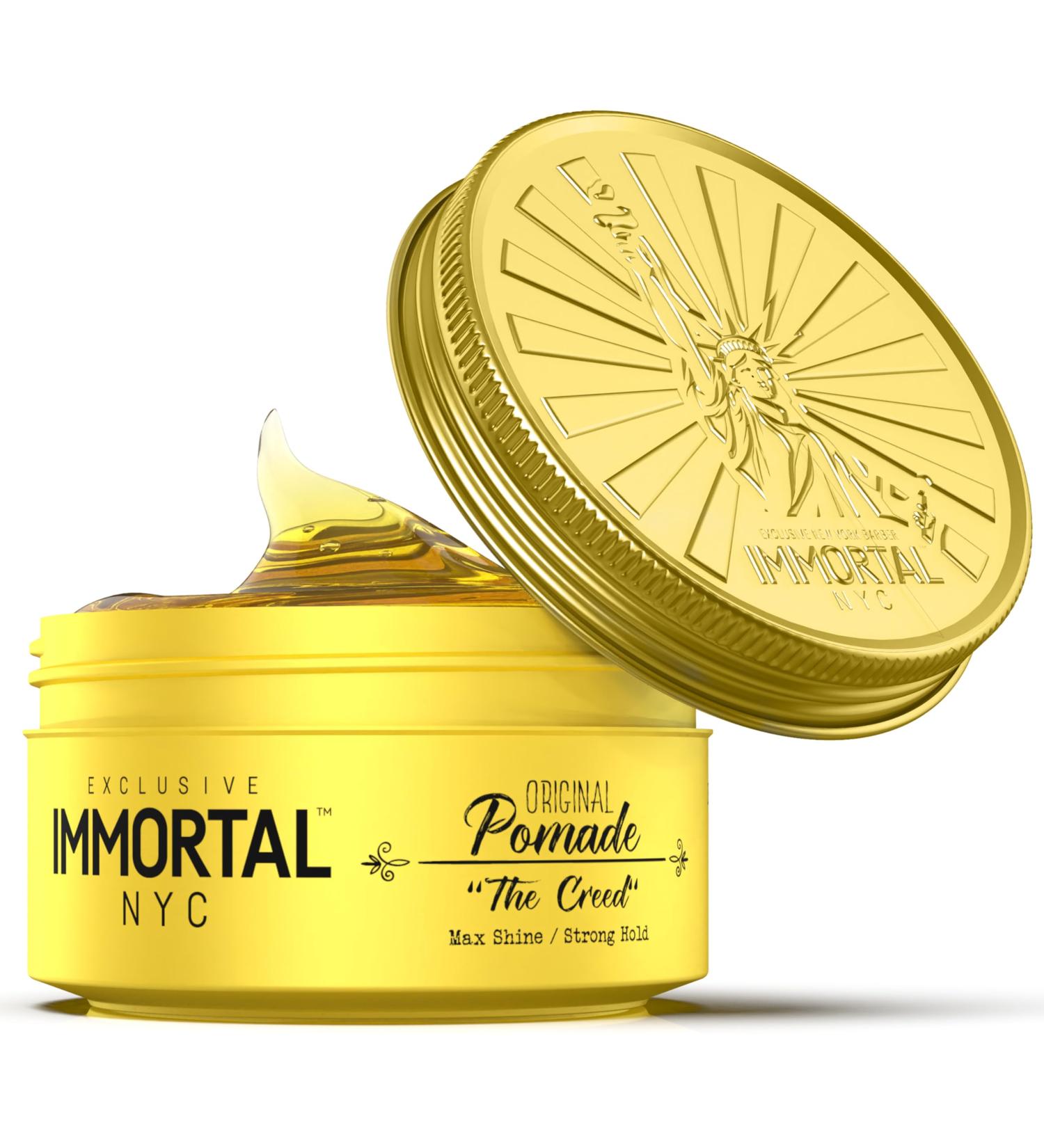 Immortal NYC The Creed Hair Pomade - Strong Hold Max Shine All Natural Water-Based - No Residue for All Hair Types - Men's Grooming Solution - Buy Online on GoSupps.com