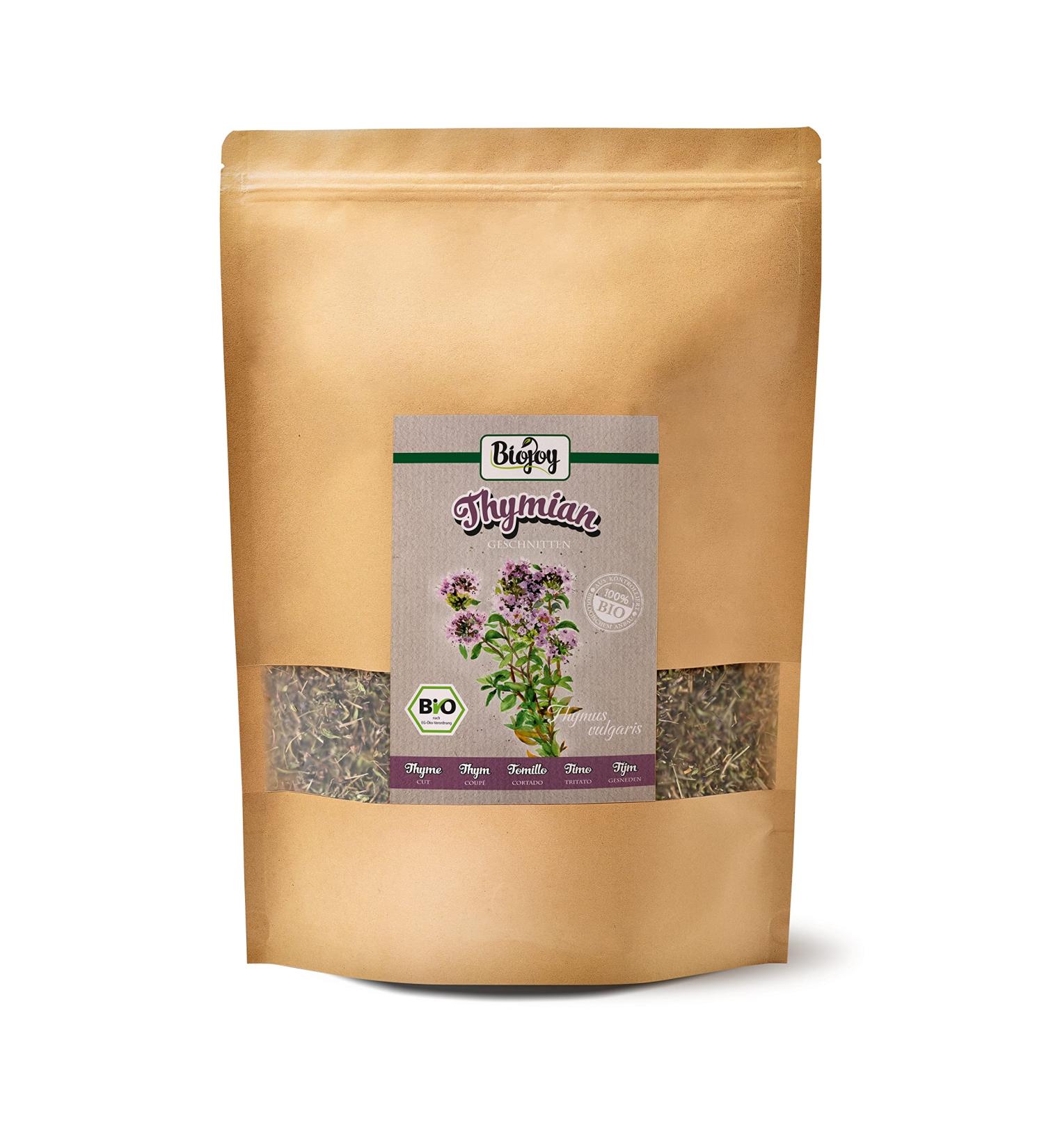 Biojoy Organic thyme (500g) dried and cut Thyme herbal tea (Thymus vulgaris) - Buy Online on GoSupps.com
