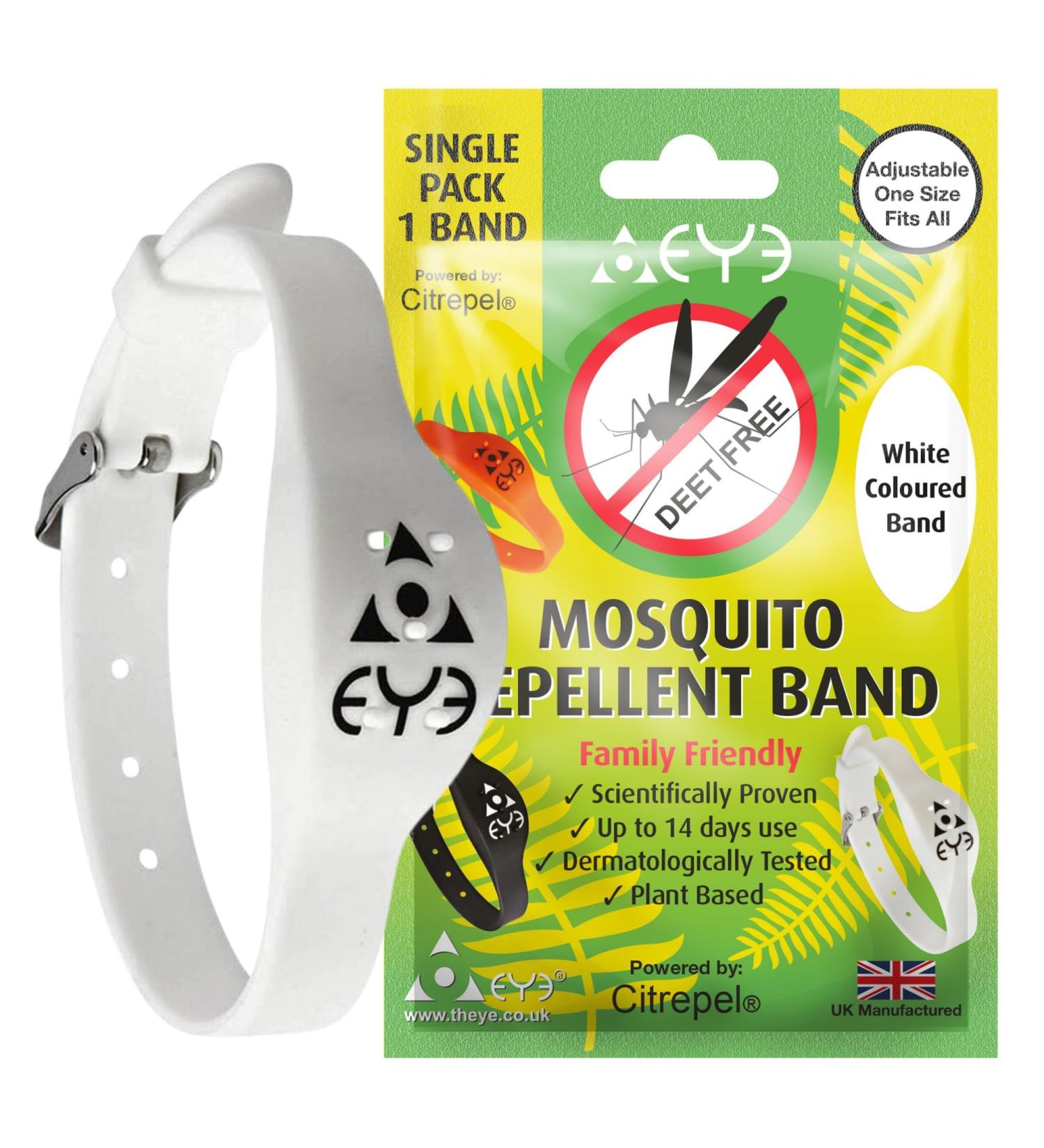 THEYE Mosquito Repellent Bracelet - Deet Free - 100% Natural - Up to 2 Weeks Protection - Adjustable Wristband [White] - Buy Online on GoSupps.com