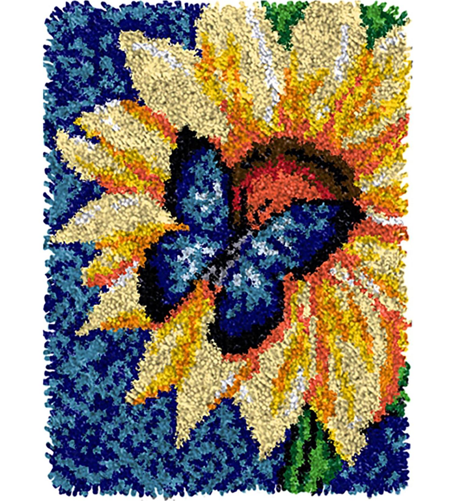 Latch Hook Butterfly Rug Making Kit | DIY Tapestry Kit for Adults & Kids | Rug Crochet Yarn & Needlework Set | Creative Home Decoration Gift | 20.5 x 13.8 - Buy Online on GoSupps.com