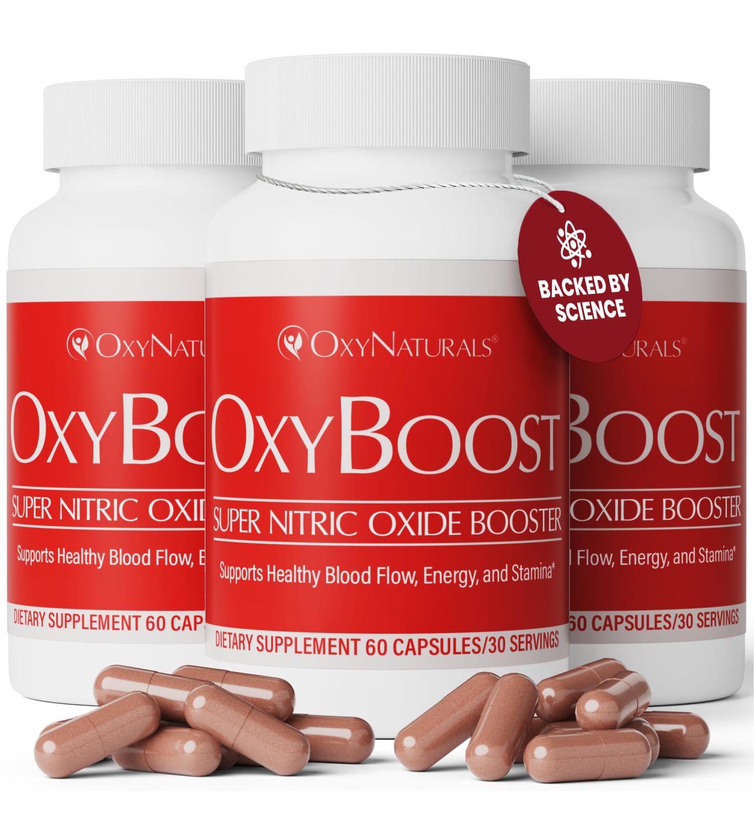OxyBoost Nitric Oxide Supplement for Men & Women - Supports Circulation Heart Health Energy Mental Clarity & Blood Flow - Natural Formula with Vinitrox - 180 Capsules (Pack of 3) 60 Count (Pack of 3) - Buy Online on GoSupps.com