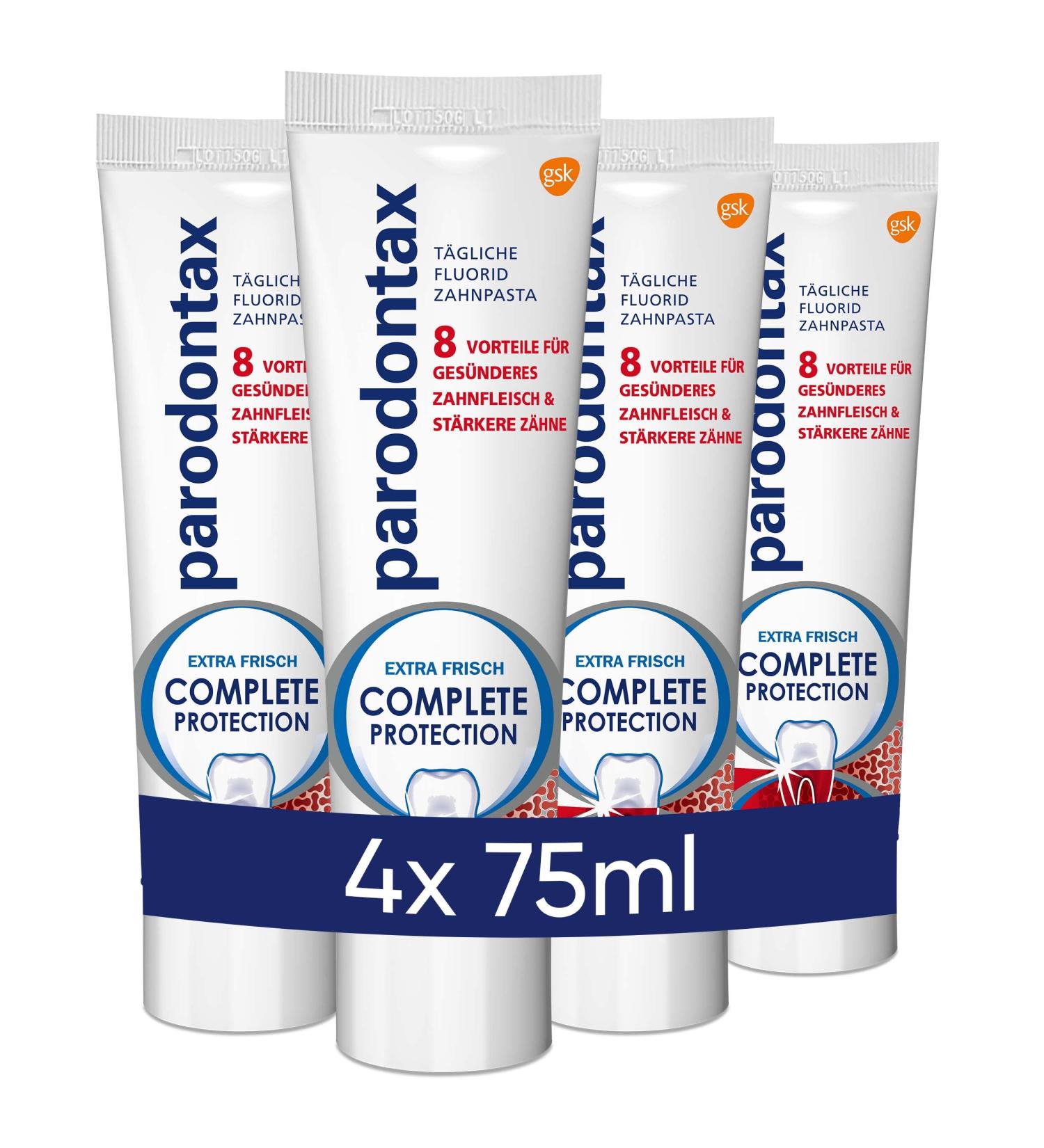Parodontax Complete Protection Mousse Toothpaste - Mint Extra Fresh - Reduces Gum Bleeding - 4 x 75ml - International Shipping Available - Buy Online on GoSupps.com