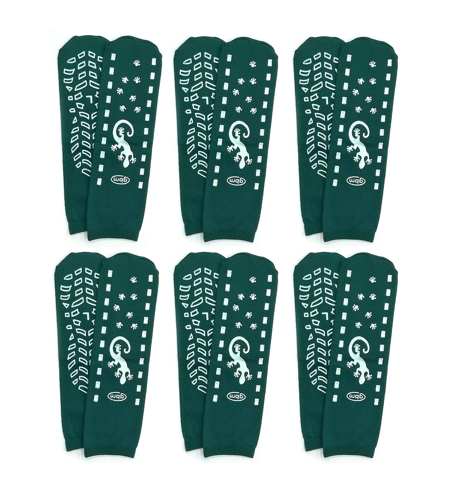 GBM Geckos Plush Double Tread Non-Slip Socks 6 Pack - Large Green | Perfect for Comfort & Grip - International Shipping Available - Buy Online on GoSupps.com