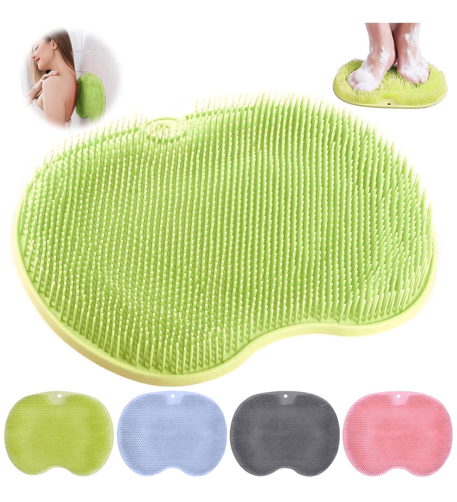 Non-Slip Silicone Foot Brush for Shower - Massage Pad with Suction Cup for Easy Cleansing & Peeling - Relieve Tired Feet (Green) - Buy Online on GoSupps.com