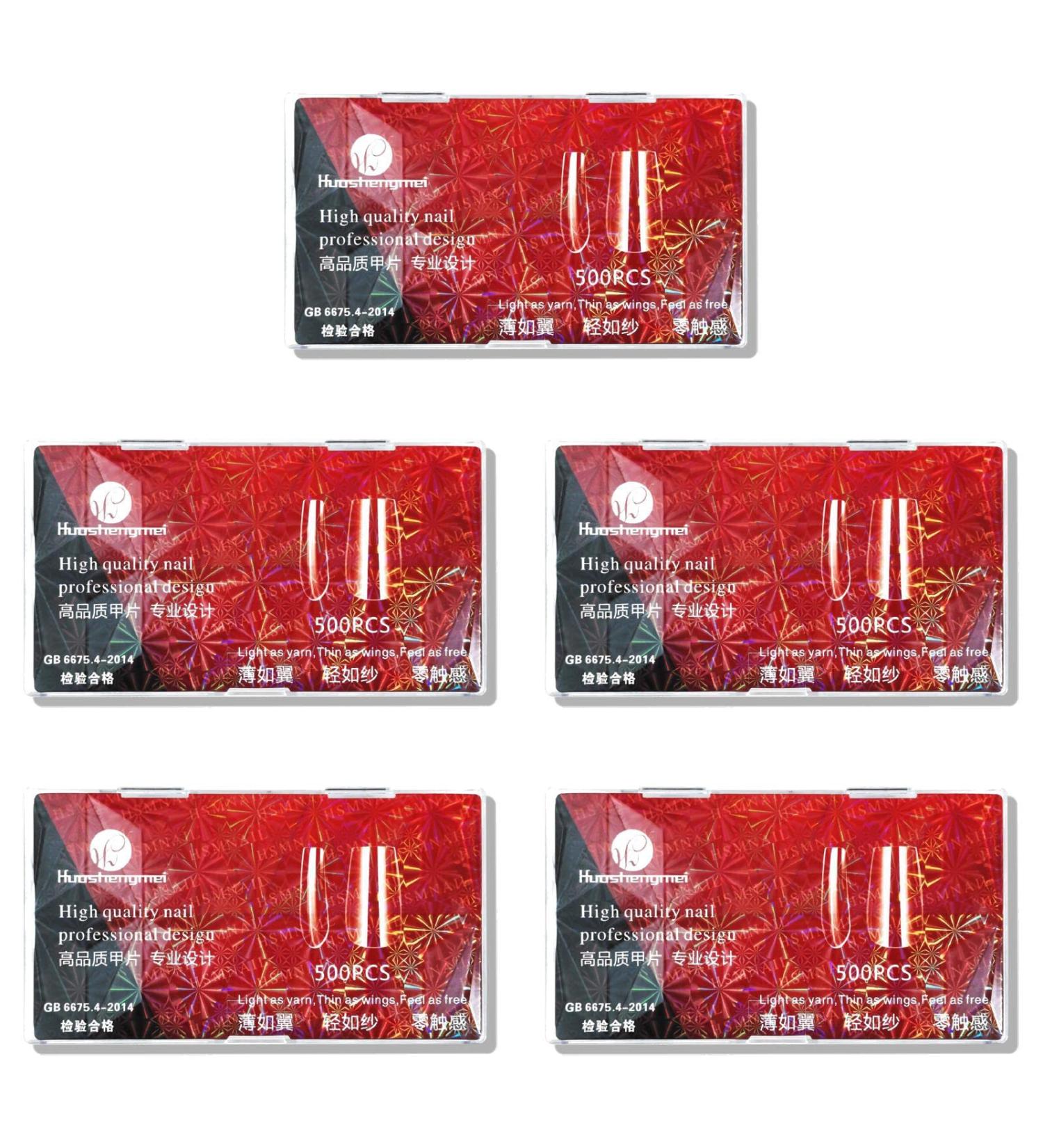 YOXIER Fake Tips Artificial Stick On Type Clear Long Nails Ornament Plentiful Quantity Birthday Gift D 5 Pcs