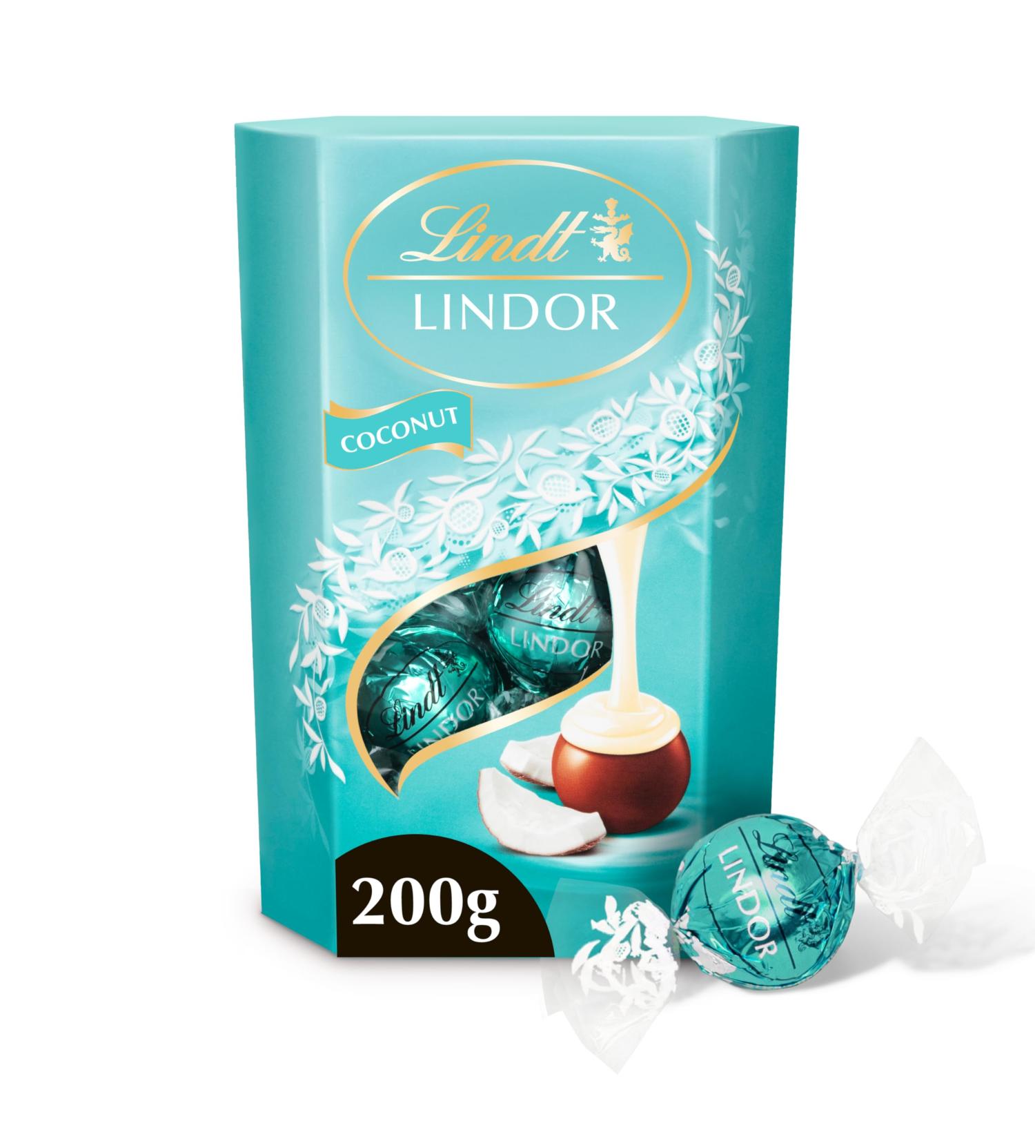 Lindt - Cornet LINDOR - Chocolat la Coco - C ur Fondant 200g 11 cm x 16 cm - Buy Online on GoSupps.com