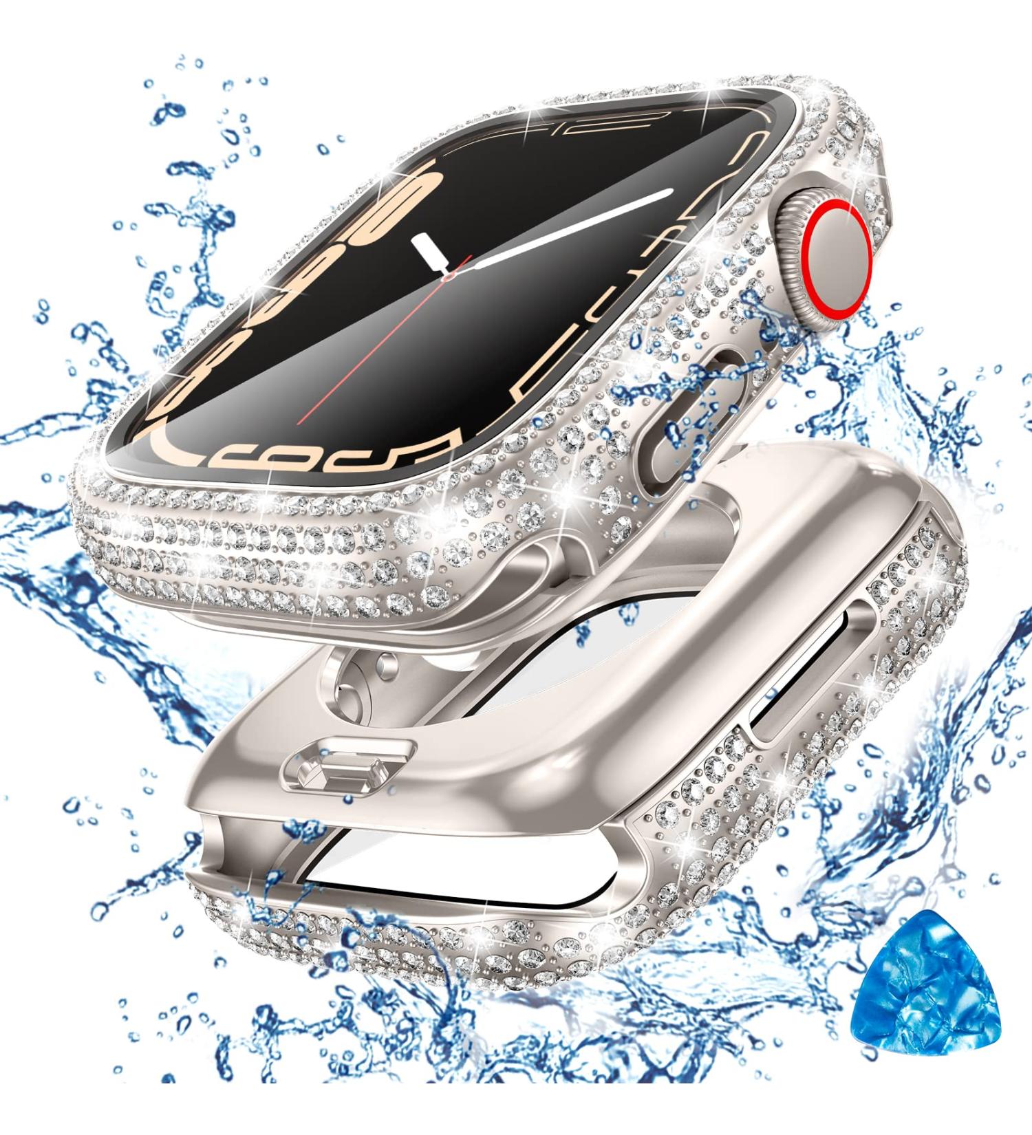  2 in 1 Tensea for Waterproof Apple Watch Screen Protector Case Series 8 7 41mm Accessories iWatch Hard PC Diamond Front & Back Bumper Case with Tempered Glass Film Bling Face Cover Women 41 mm for 41mm Only Starlight - Buy Online on GoSupps.com