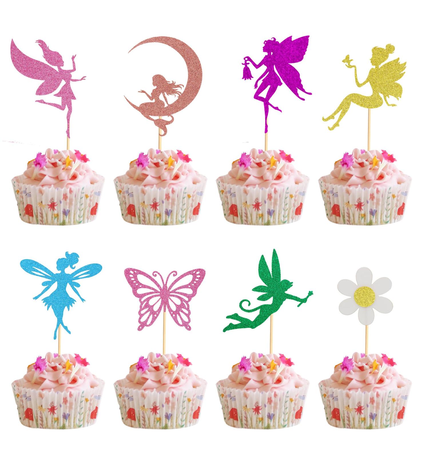 Arthsdite 24Pcs Fairy Cupcake Toppers Flower Angel Fairy Butterfly Flower Cupcake Picks for Wedding Bridal Shower Baby Shower Birthday Party Cake Decorations Supplies - Buy Online on GoSupps.com