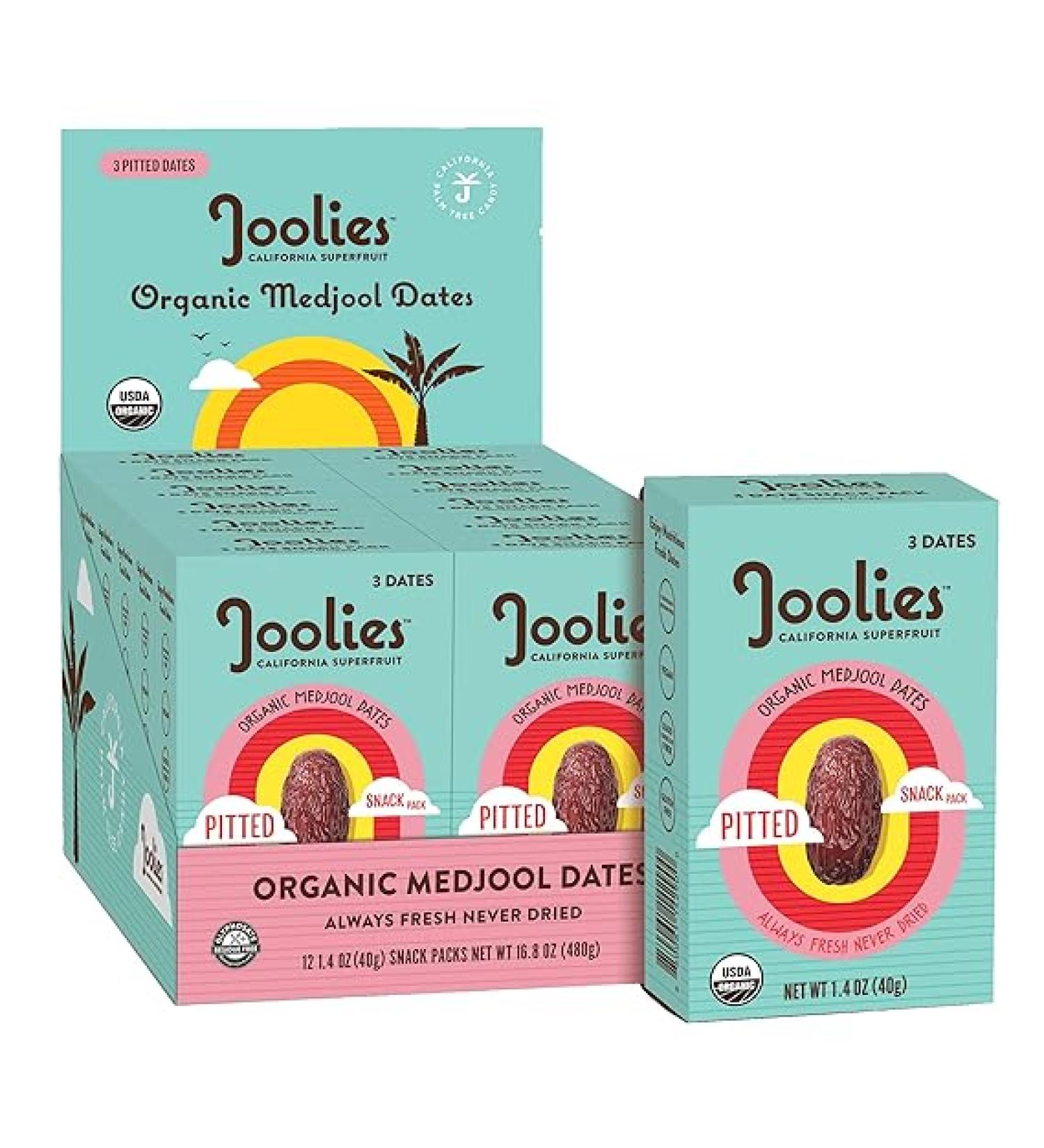 Joolies Organic Medjool Date Snack Pack - 12 Pack of Pit-Free Dates | Fresh California Grown Fruit | Vegan  Gluten-Free  Paleo | No Added Sugar | Perfect for Kids  Snacking & Dessert - Buy Online on GoSupps.com