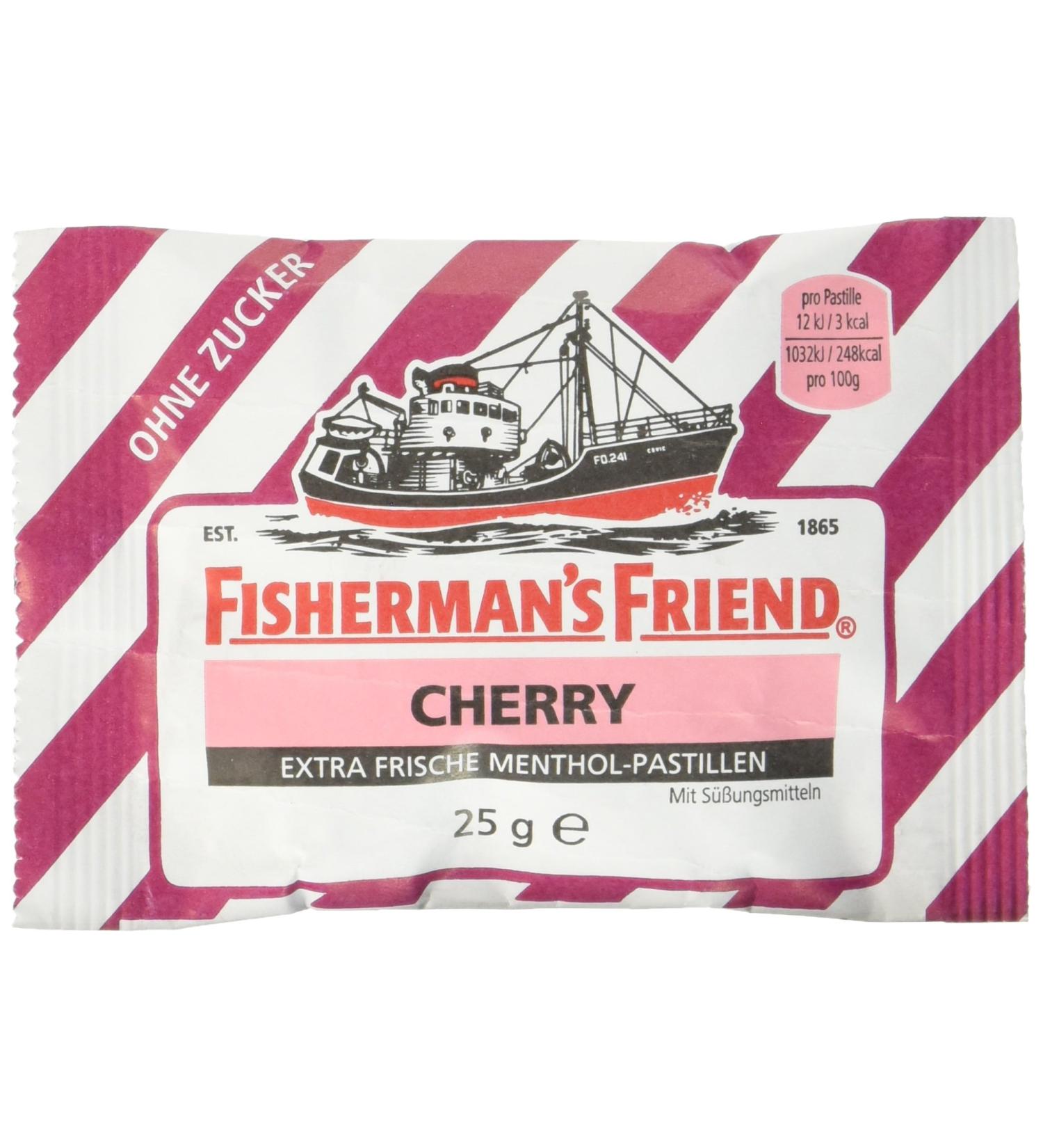 Fisherman's Friend Cherry Without Sugar - 24 Bags | Cherry & Menthol Flavor | International Shipping - Buy Online on GoSupps.com