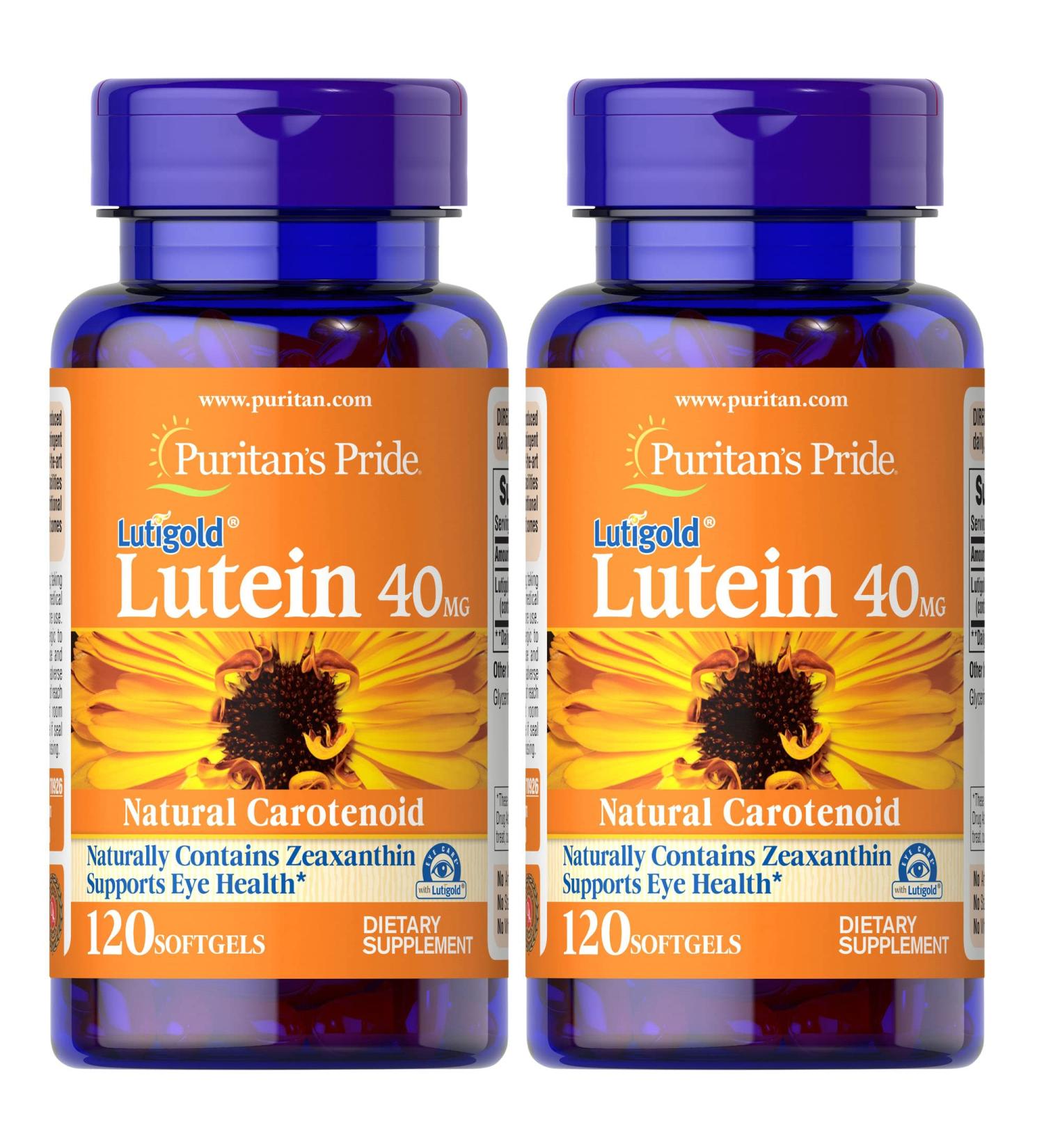 Puritan's Pride Lutein 40mg with Zeaxanthin for Eye Health - 240 Capsules (2 Pack) - Buy Online on GoSupps.com