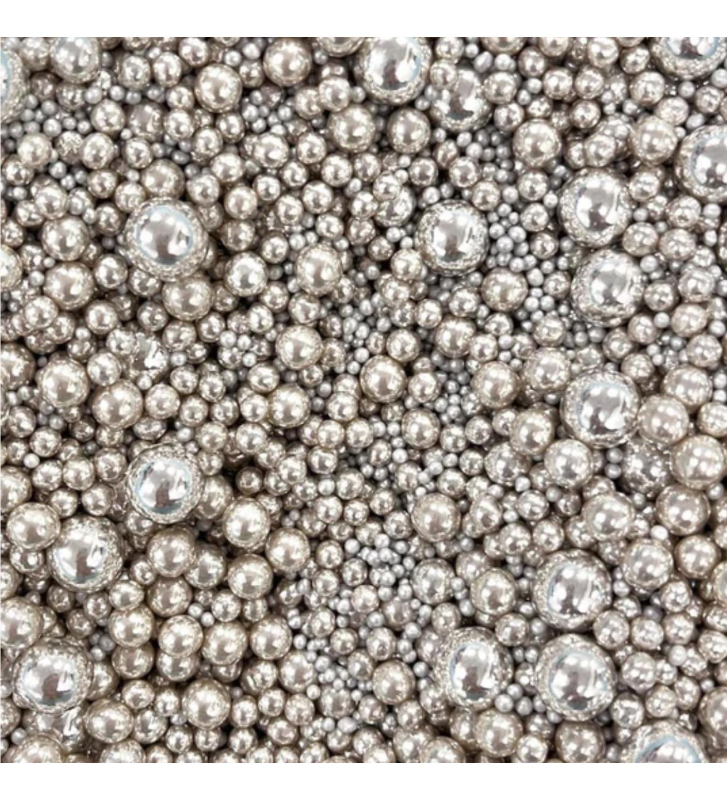 Silver sprinkles metallic chocolate balls for cupcakes cakes cookies decoration baking toppers edible pearls balls metallic silver grey wedding anniversary birthday celebration DISCO BALL 2