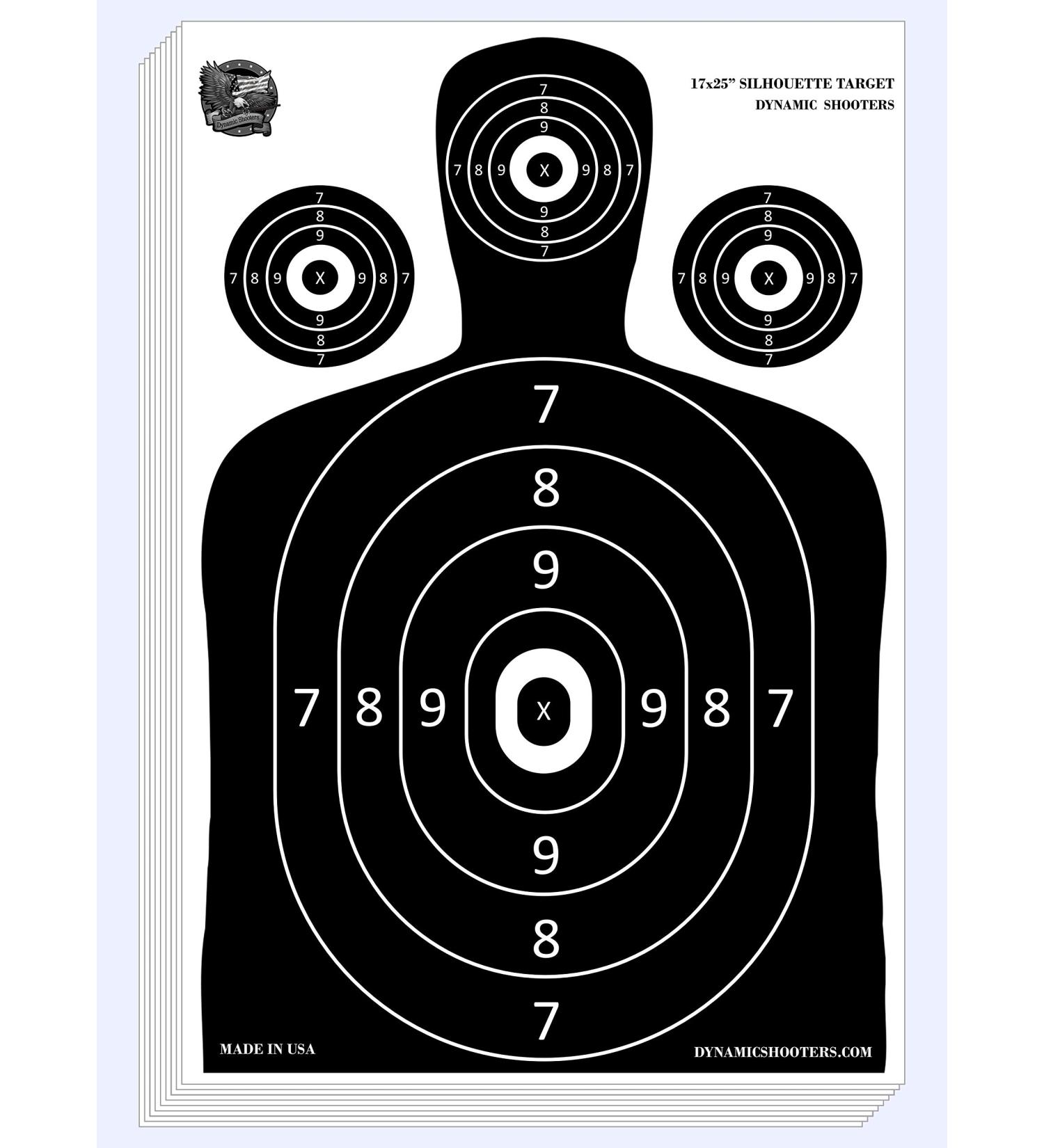 Dynamic Shooters 17X25-inch Paper Shooting Targets - Large Range Silhouette - 50 Sheets - Made in USA for Firearm Rifle Pistol BB Guns Airsoft Pellet Gun Practice - Buy Online on GoSupps.com