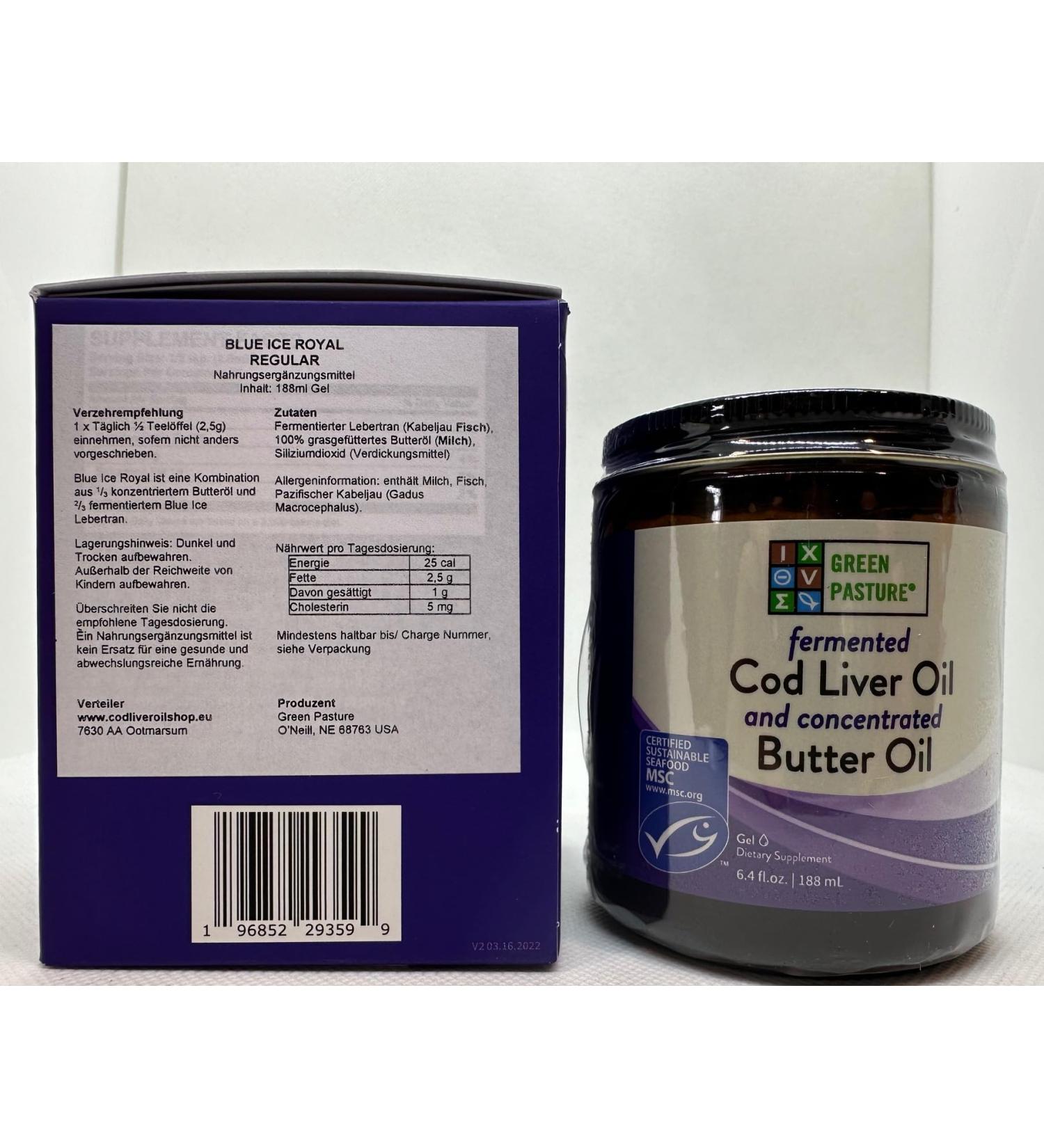 Green Pasture fermented cod liver oil and concentrated butter oil 180 ml (tasteless)